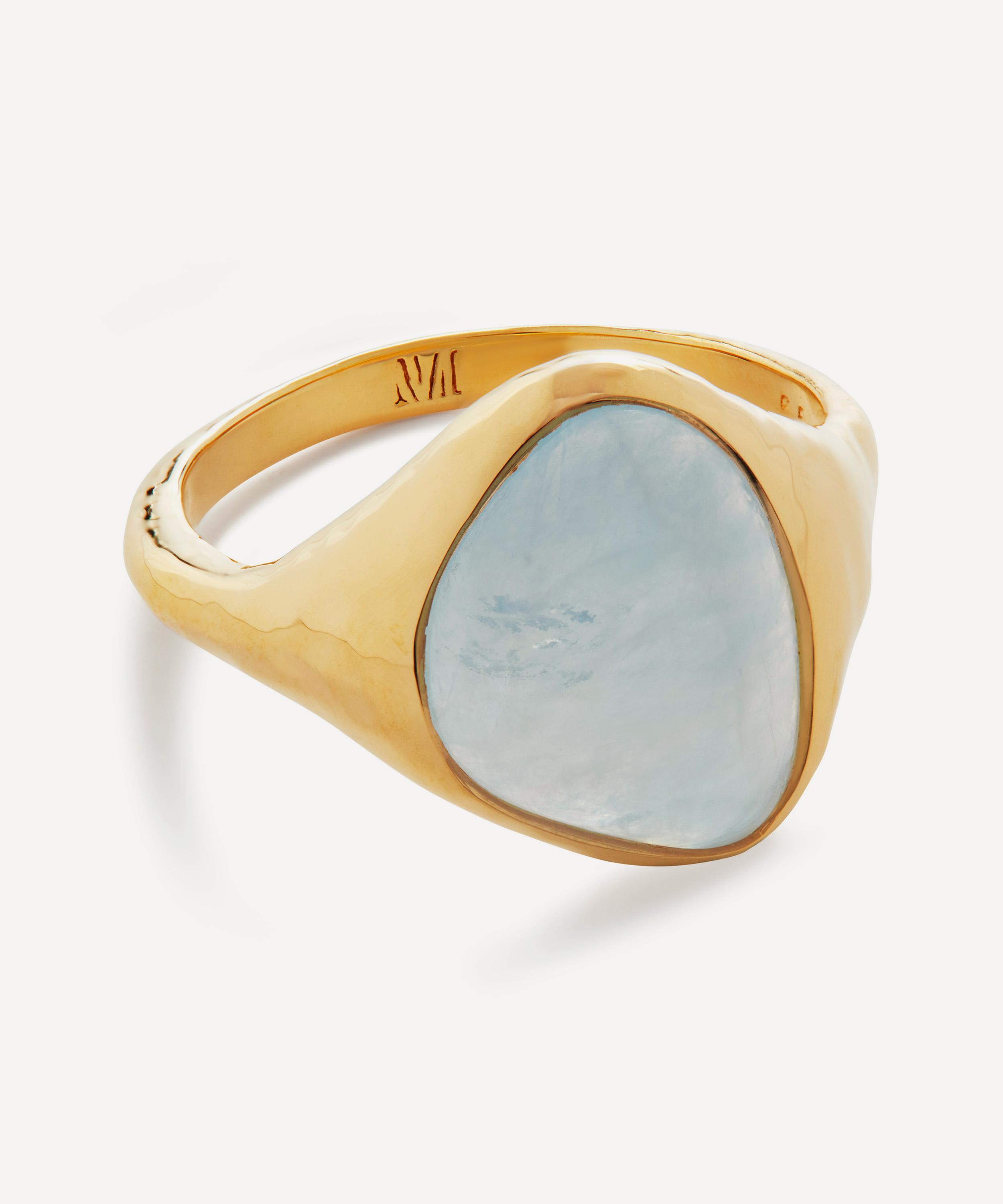 Monica Vinader 18ct Gold Plated Vermeil Sterling Silver Rio Aquamarine Ring