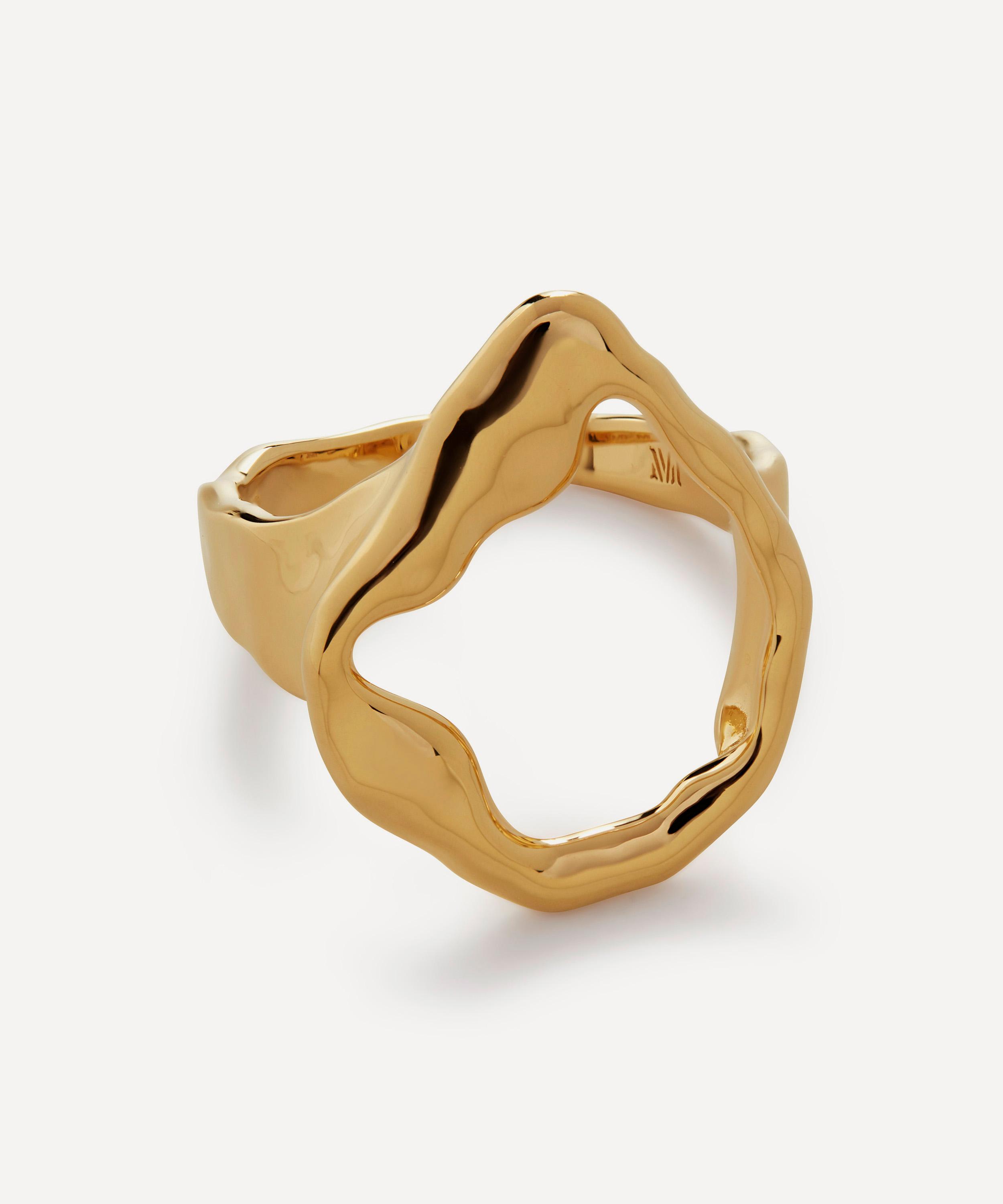 Monica Vinader X Mother Of Pearl 18ct Gold Plated Vermeil Sterling Silver Lagoon Open Ring