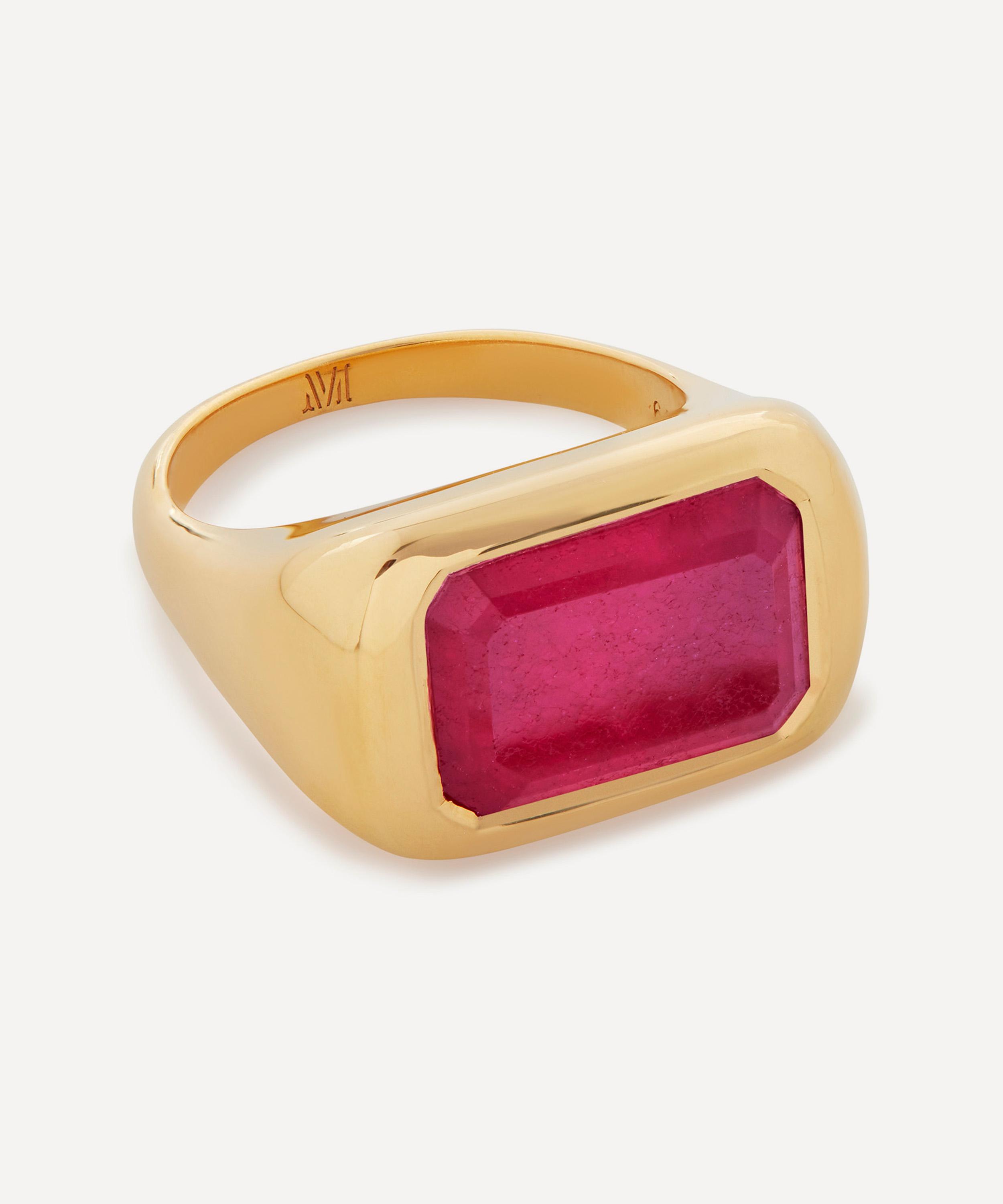 Monica Vinader 18ct Gold Plated Vermeil Sterling Silver Power Pink Quartz Cocktail Ring