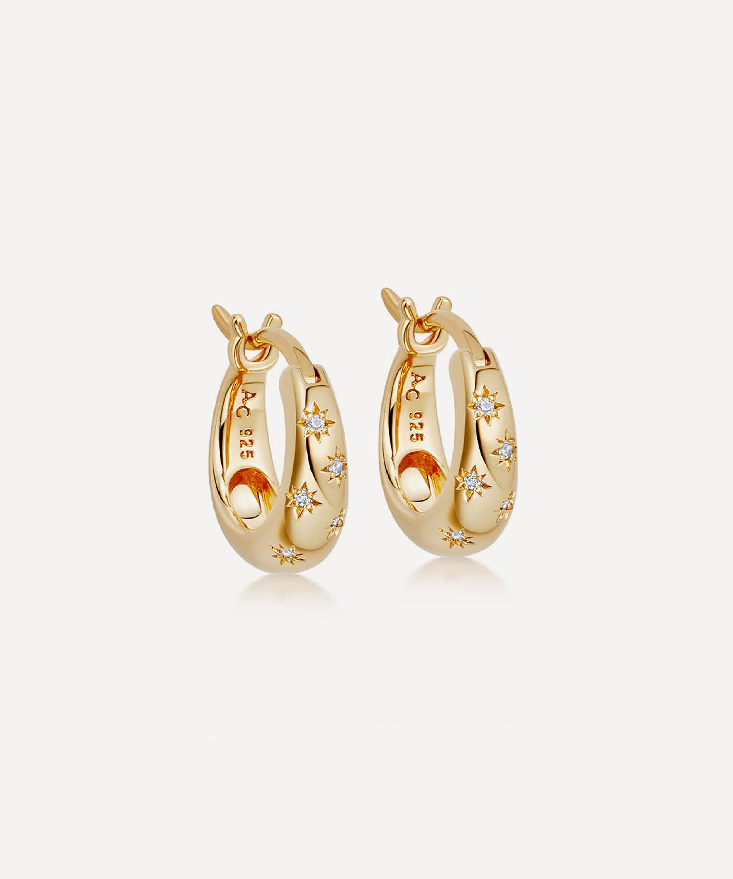ASTLEY CLARKE ASTLEY CLARKE 18CT GOLD-PLATED VERMEIL SILVER MINI TINY STAR HOOP EARRINGS 