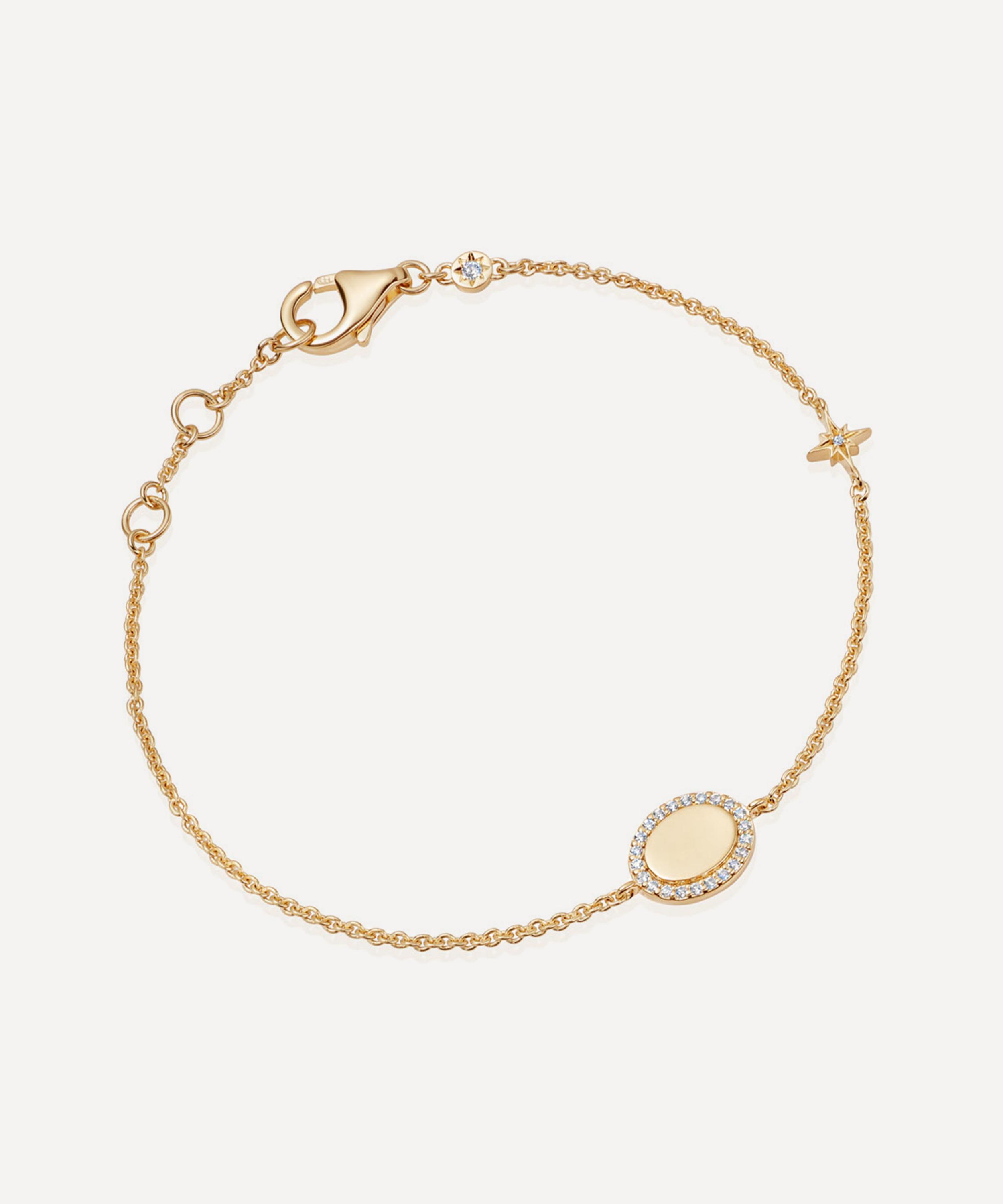 ASTLEY CLARKE ASTLEY CLARKE 18CT GOLD-PLATED VERMEIL SILVER PAVE DISC AND TINY STAR BRACELET 