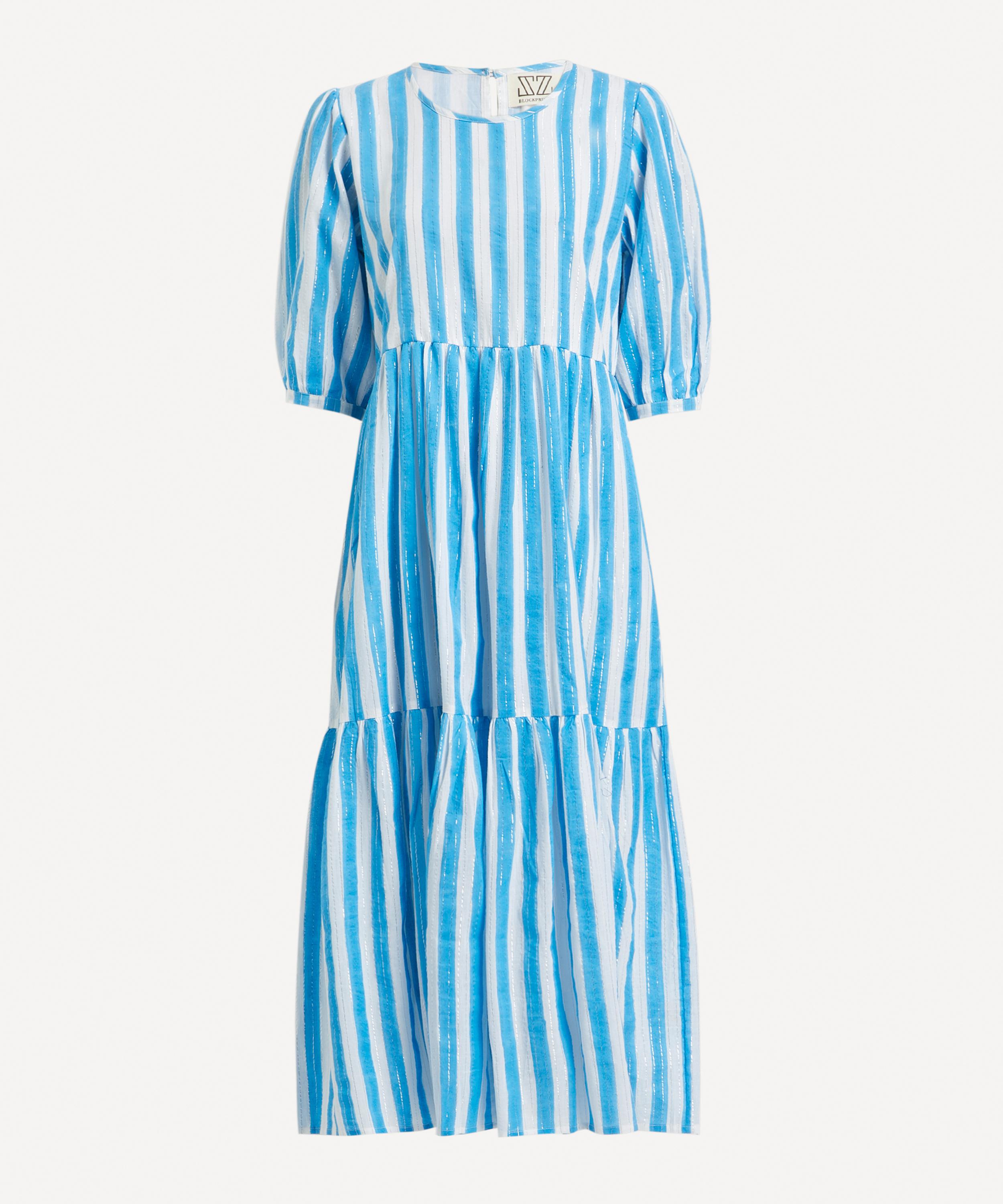Sz Blockprints Women's Cornflower Blue Silver Gaia Dress