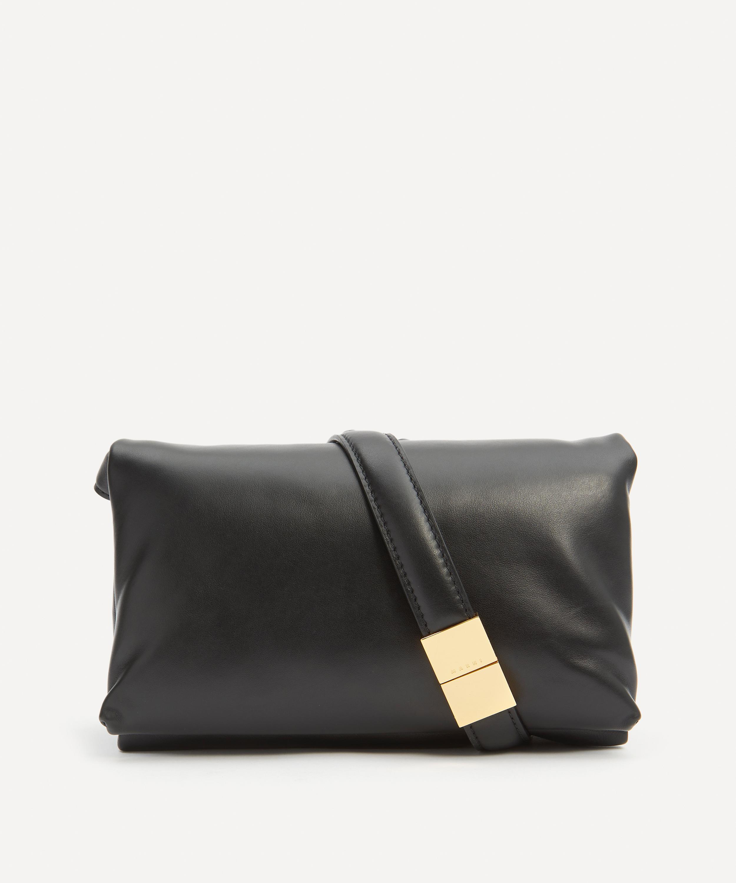 Shop Marni Women's Prisma Small Black Leather Shoulder Bag