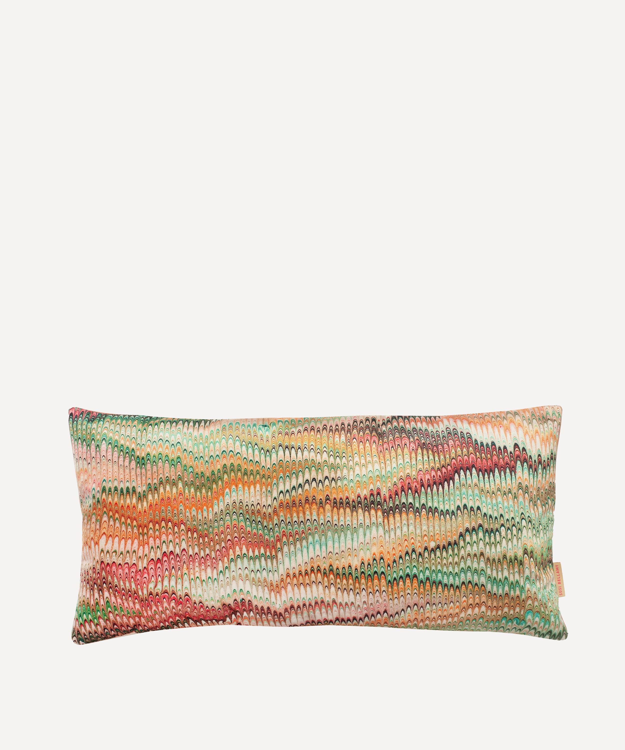 Shop Susi Bellamy Multi Plumes Velvet Oblong Cushion