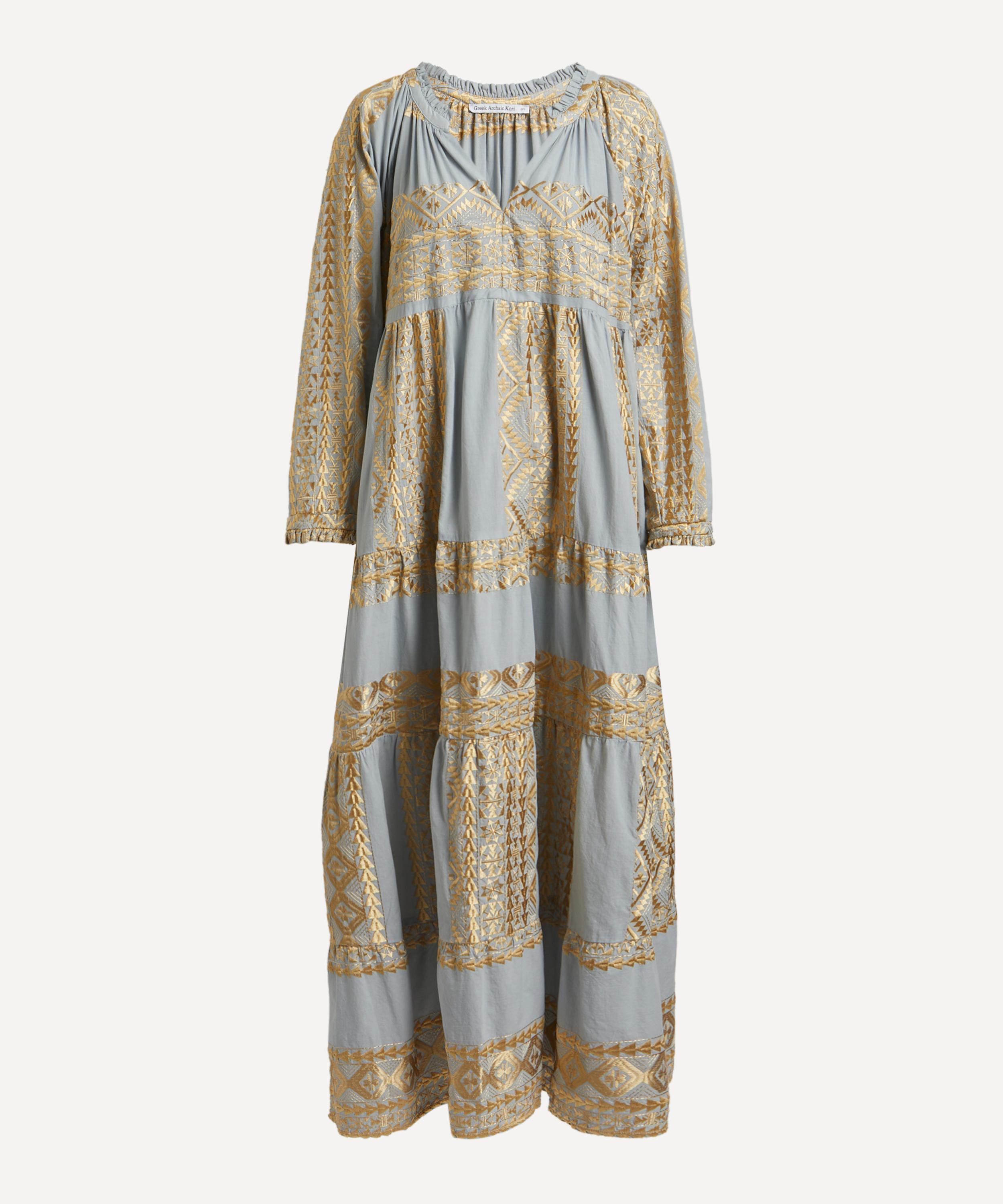 Kori Women's Triangle-embroidered Maxi-tunic Dress