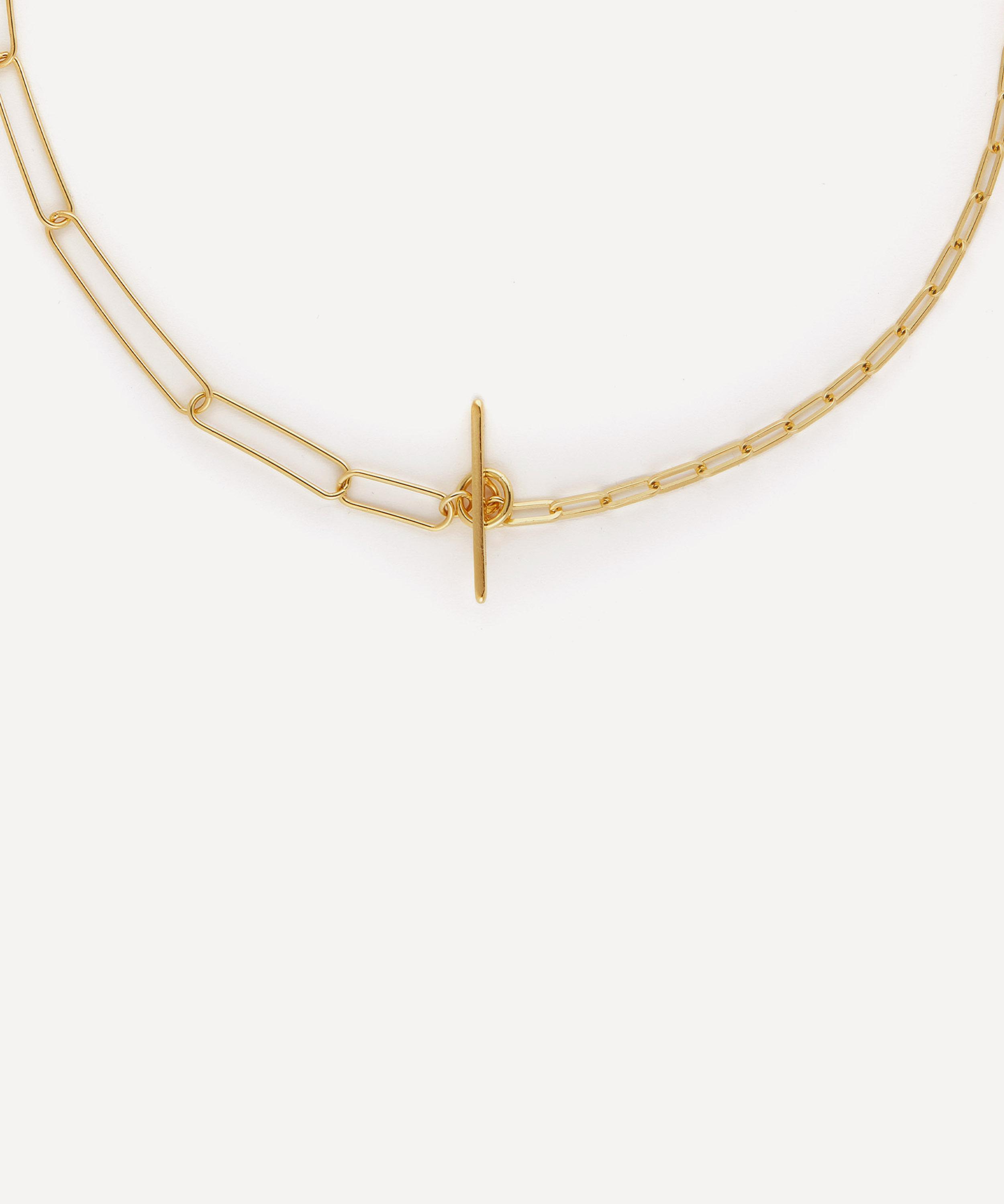 Otiumberg 9ct Gold-plated Vermeil Silver Two Chain Paperclip Necklace In Gold