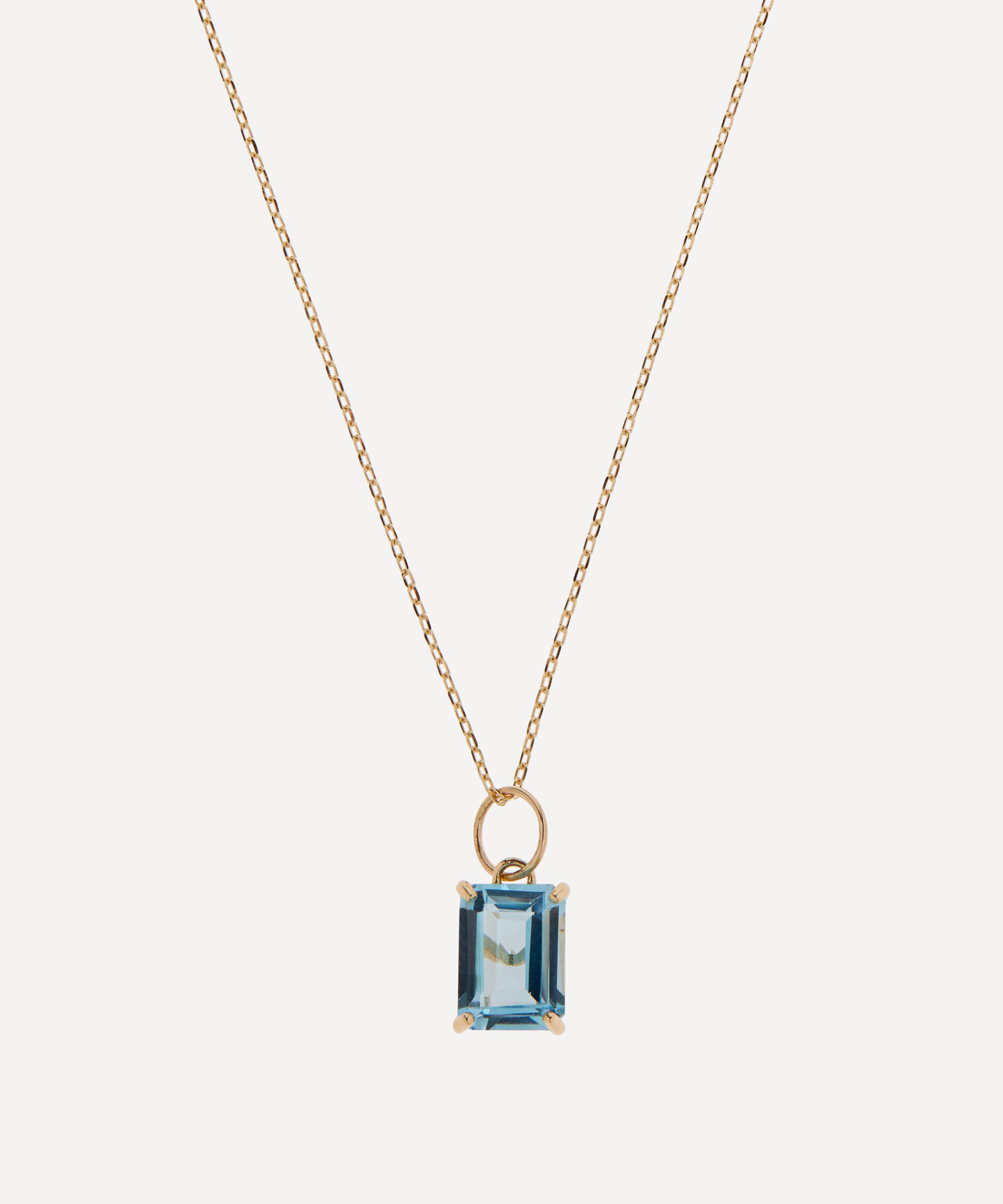 Mateo 14ct Gold Emerald Cut Blue Topaz Pendant Necklace