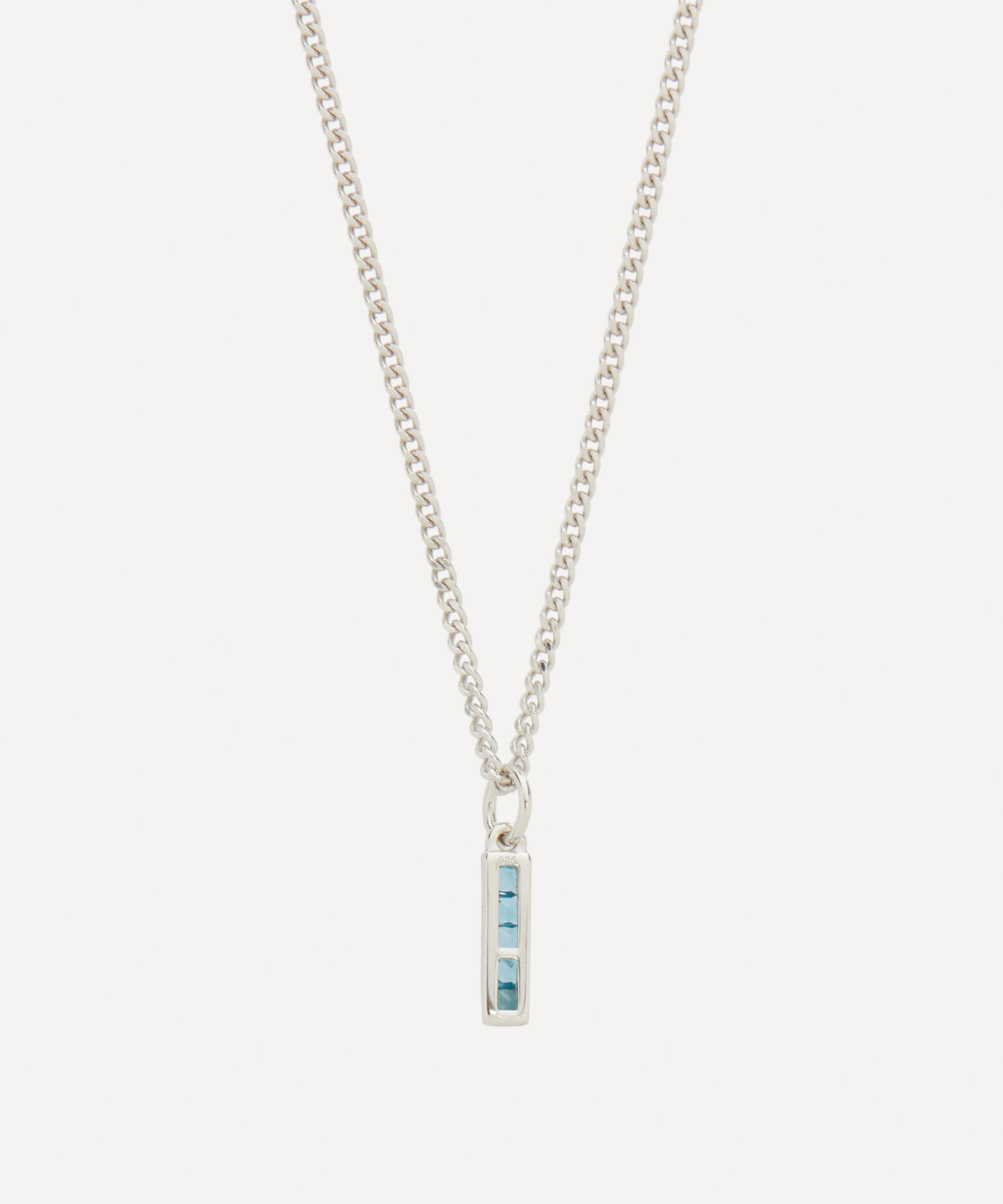 MIANSAI MIANSAI MENS STERLING SILVER SLIM TOTEM TOPAZ PENDANT NECKLACE 