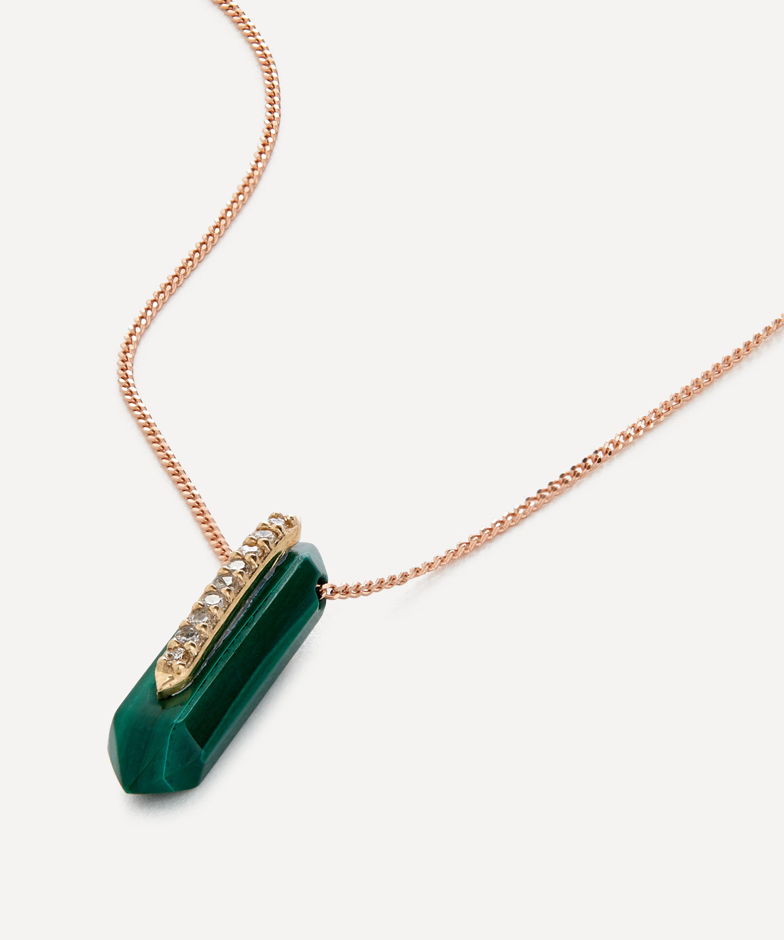 Shop Pascale Monvoisin 14ct Rose Gold Moon No.1 Malachite Pendant Necklace