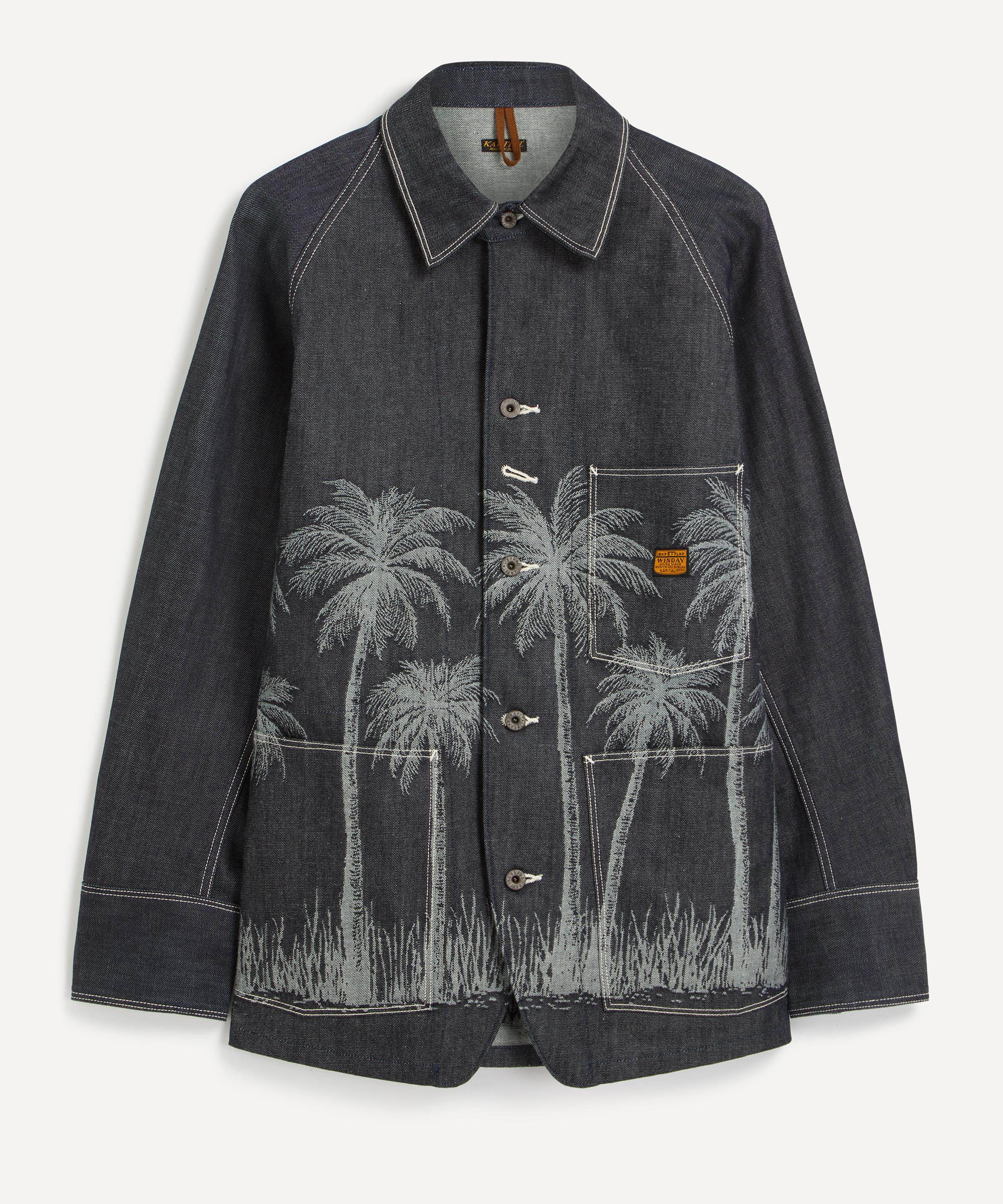 Shop Kapital Mens Palm Tree Jacquard Denim Jacket