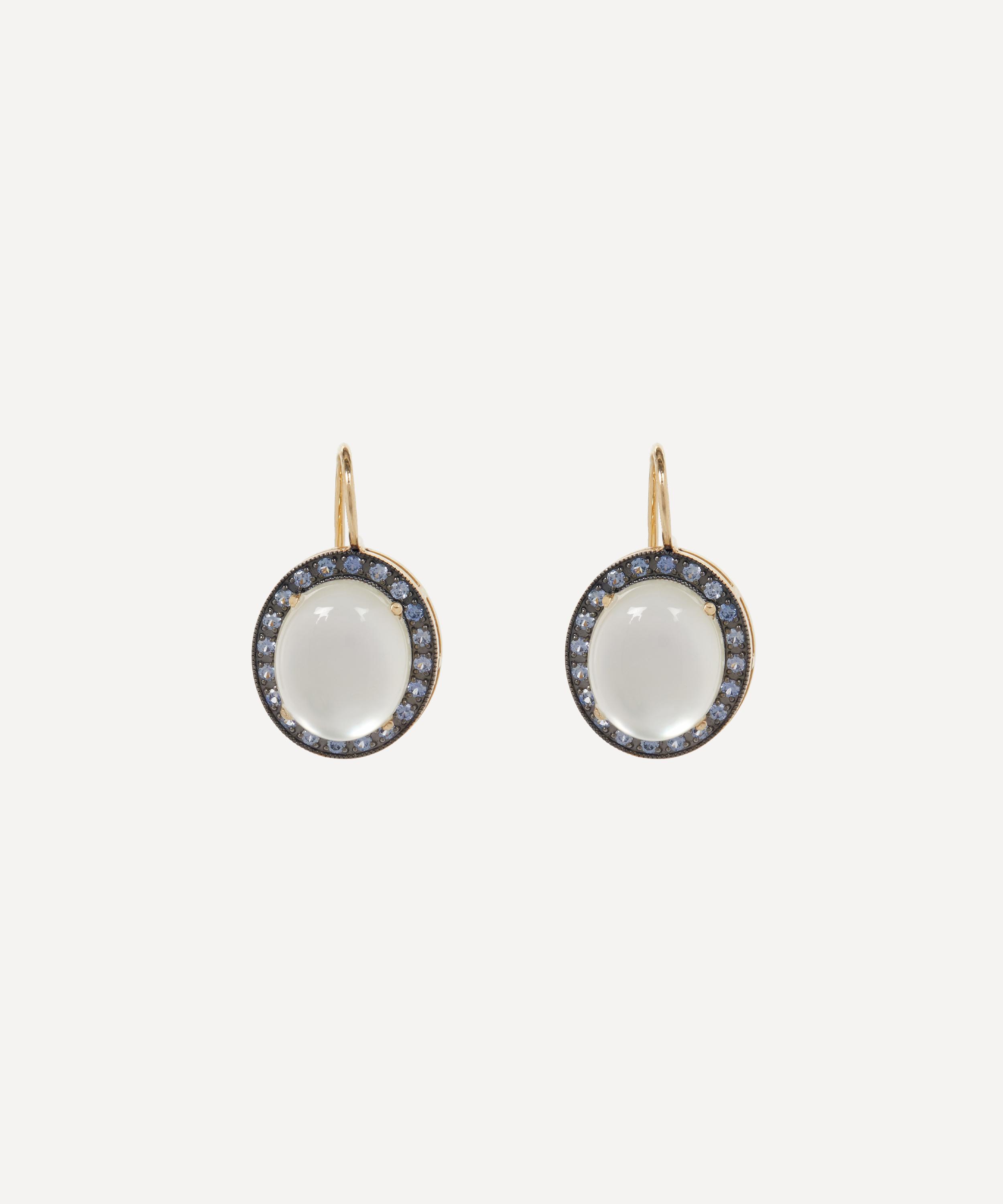 Shop Andrea Fohrman 14ct Gold Kat White Moonstone Oval Drop Earrings