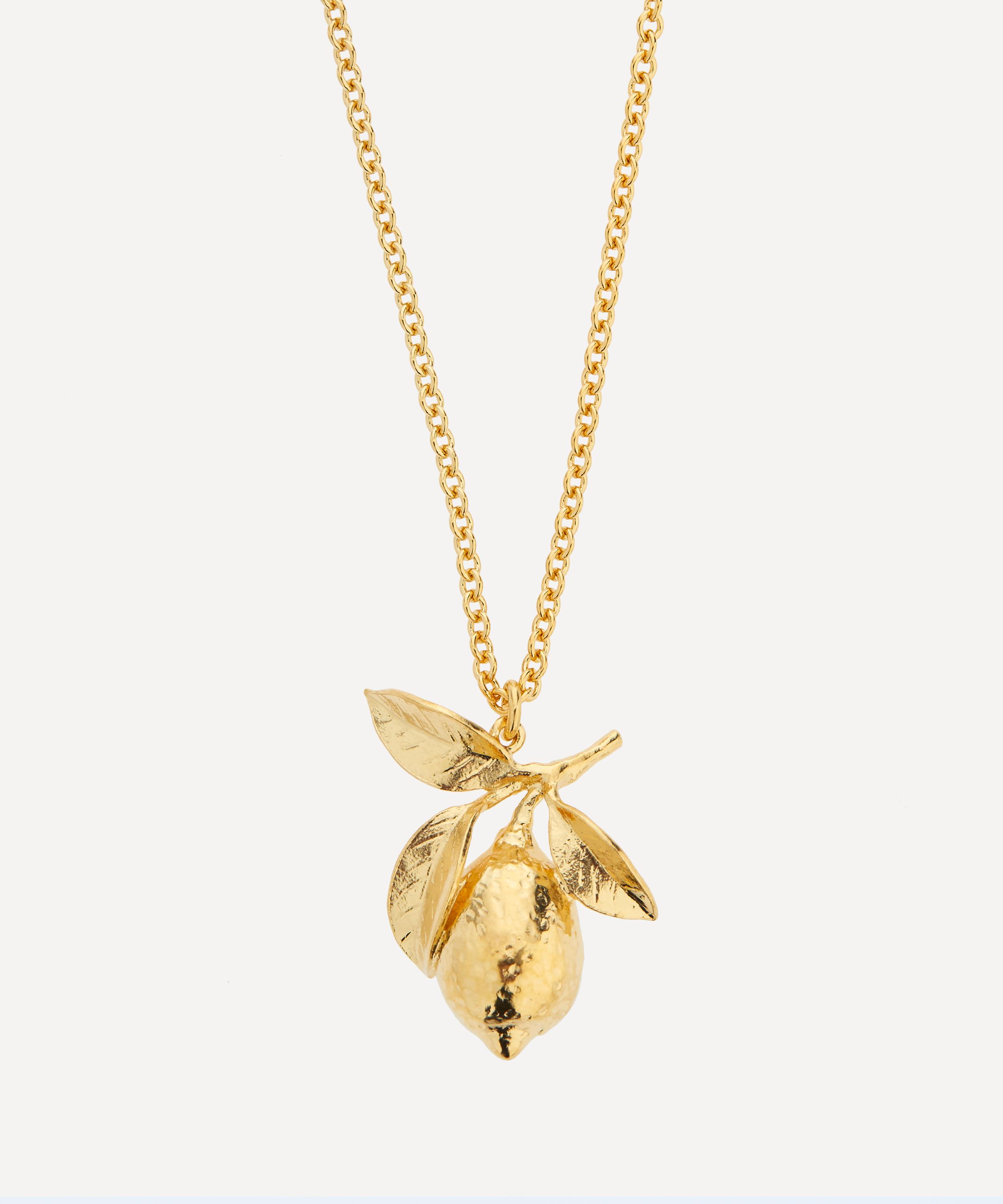 Alex Monroe 22ct Gold-Plated Large Lemon and Leaf Pendant Necklace Luxury