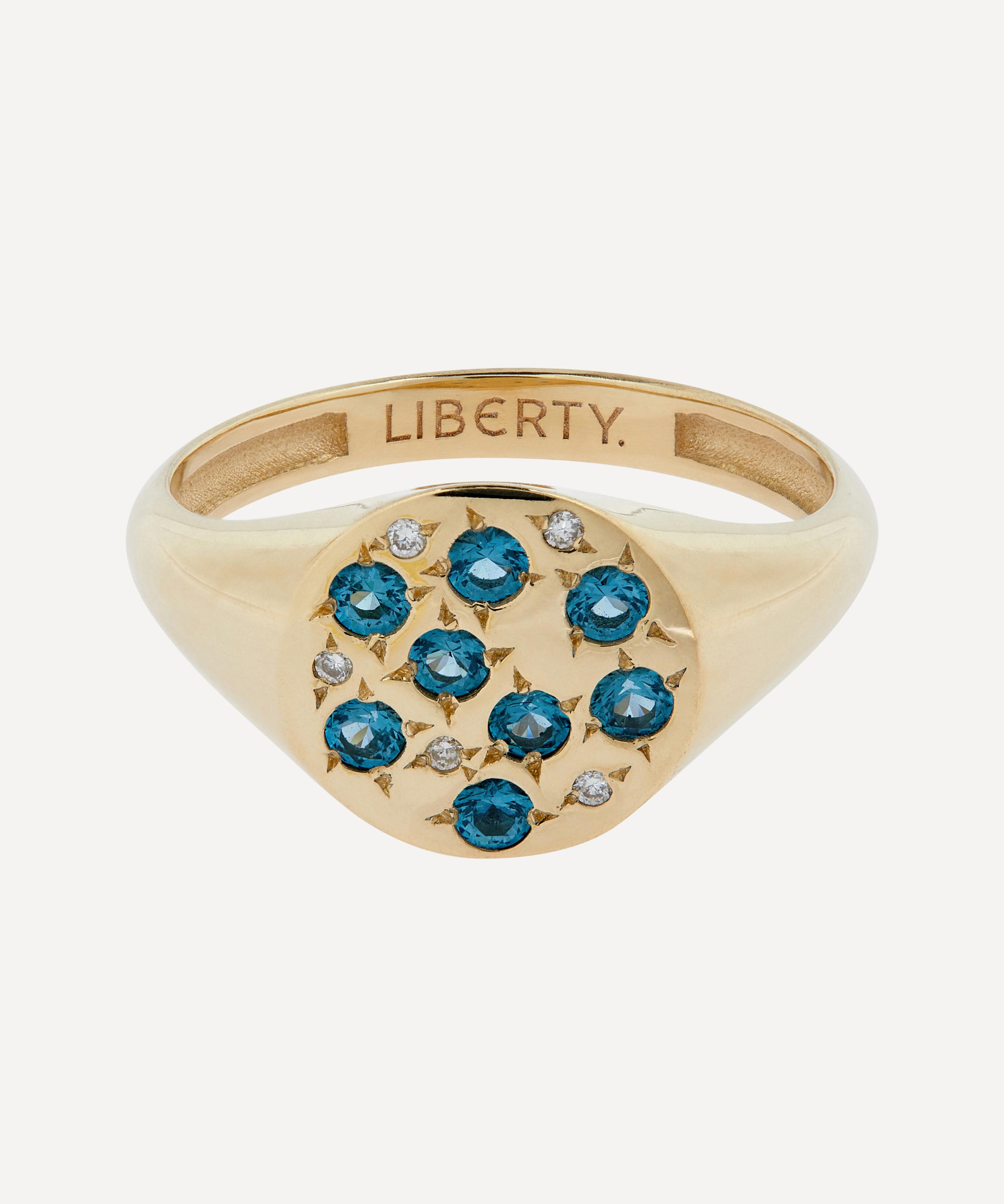 Liberty 9ct Gold Equinox Blue London Topaz Signet Ring