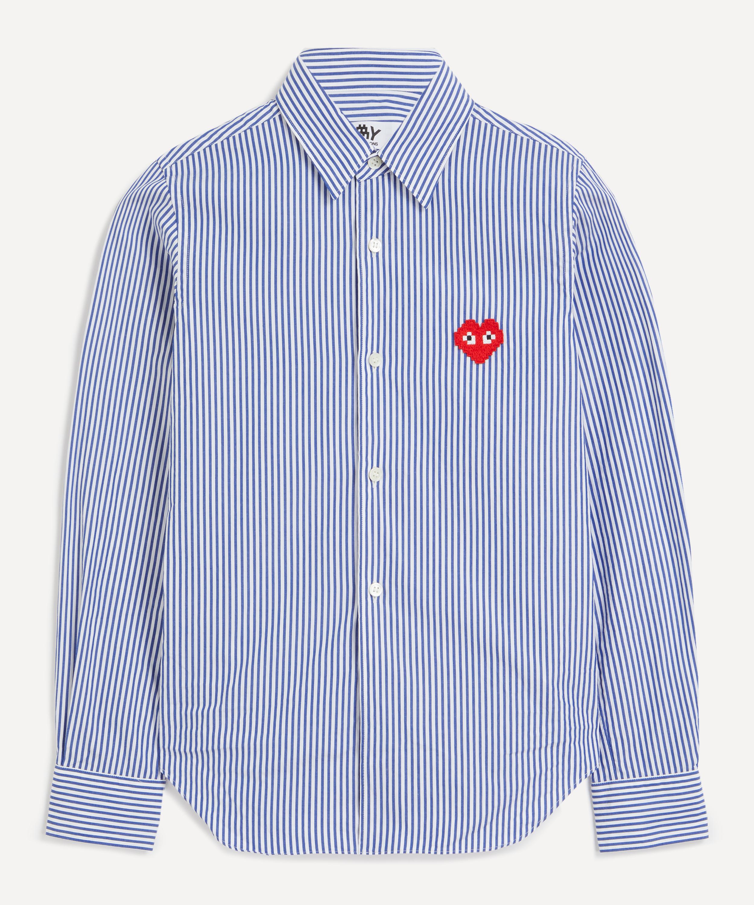 Shop Comme Des Garçons Play Comme Des Garcons Play Women's Striped Heart Invader Shirt
