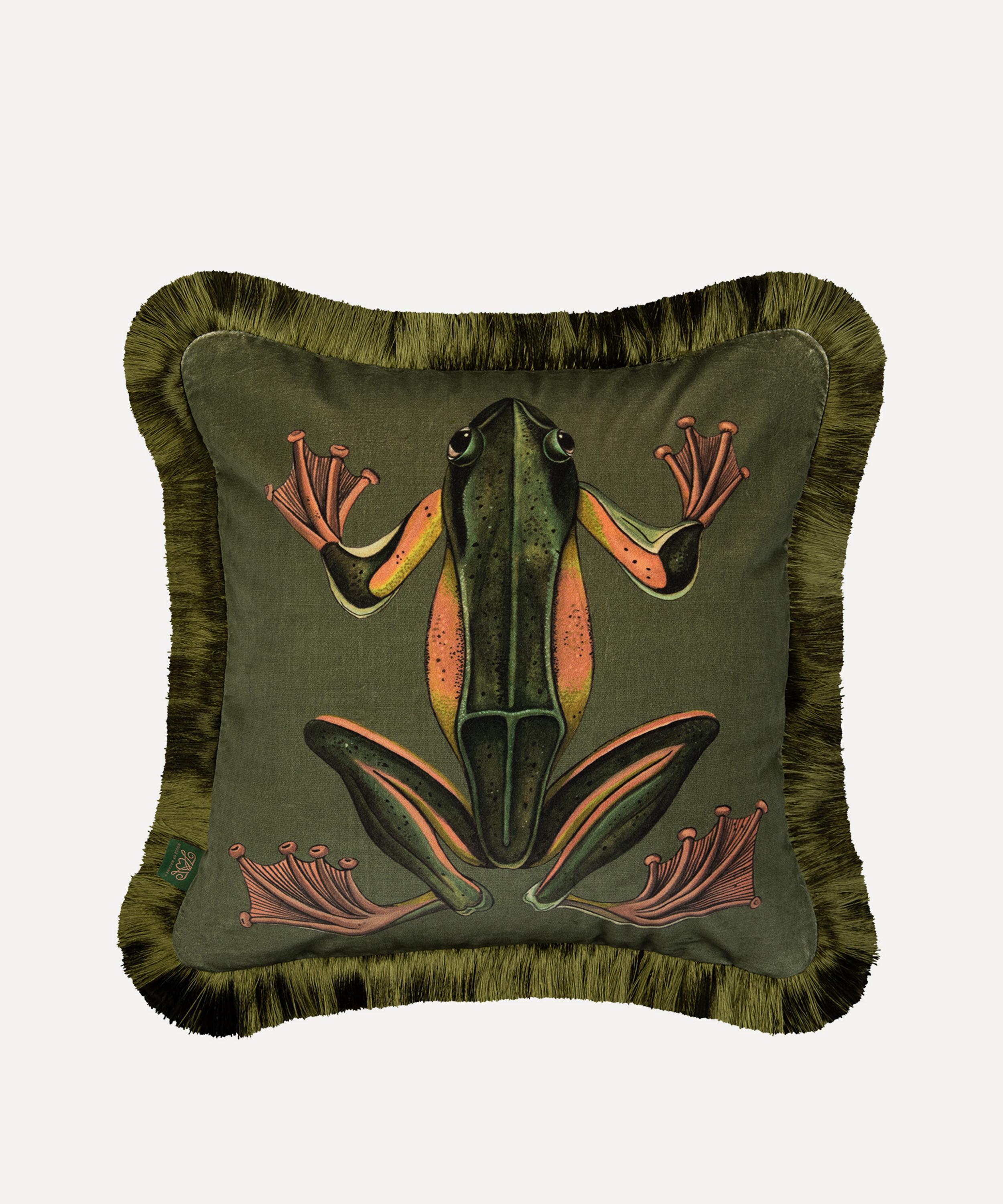 House Of Hackney Amphibia Medium Fringed Velvet Cushion