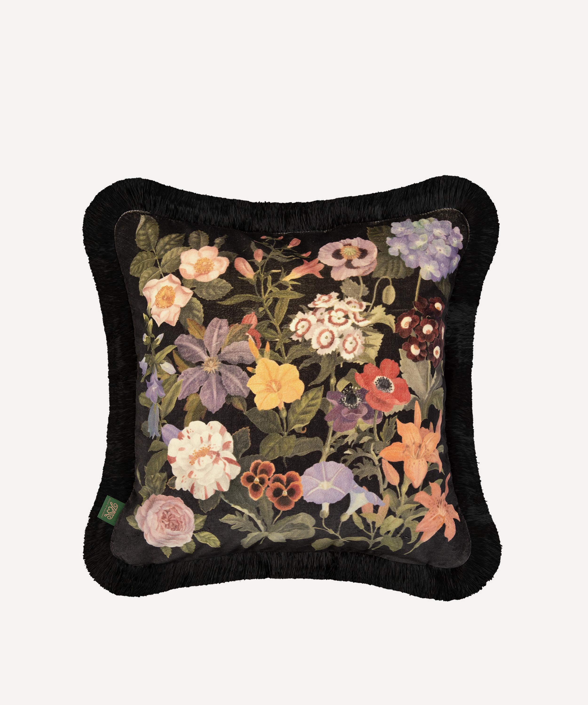 House Of Hackney Floralia Medium Fringed Velvet Cushion
