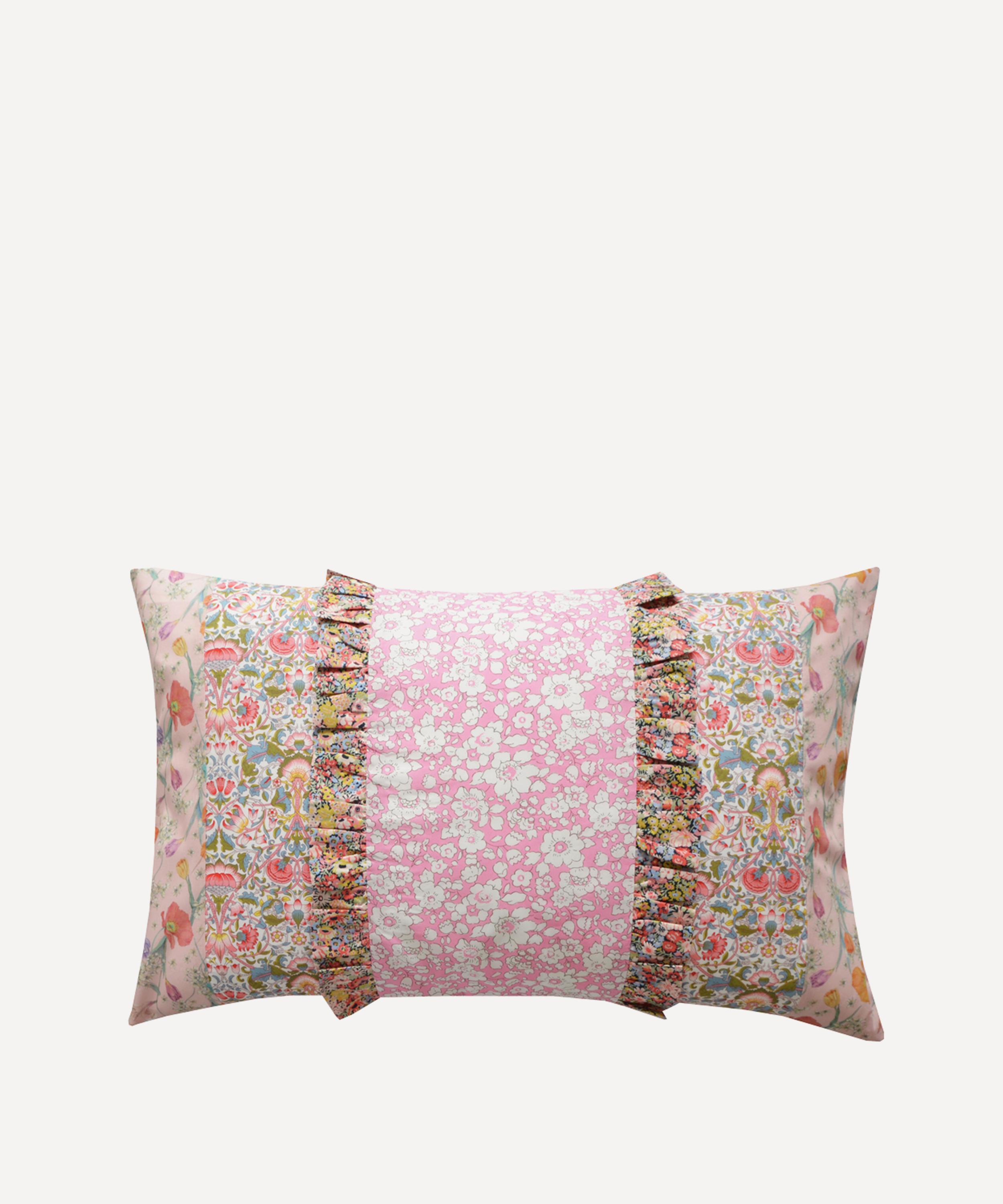 COCO & WOLF COCO & WOLF BETSY BOO BUBBLEGUM AND SPRING BLOOMS PATCHWORK OBLONG CUSHION 