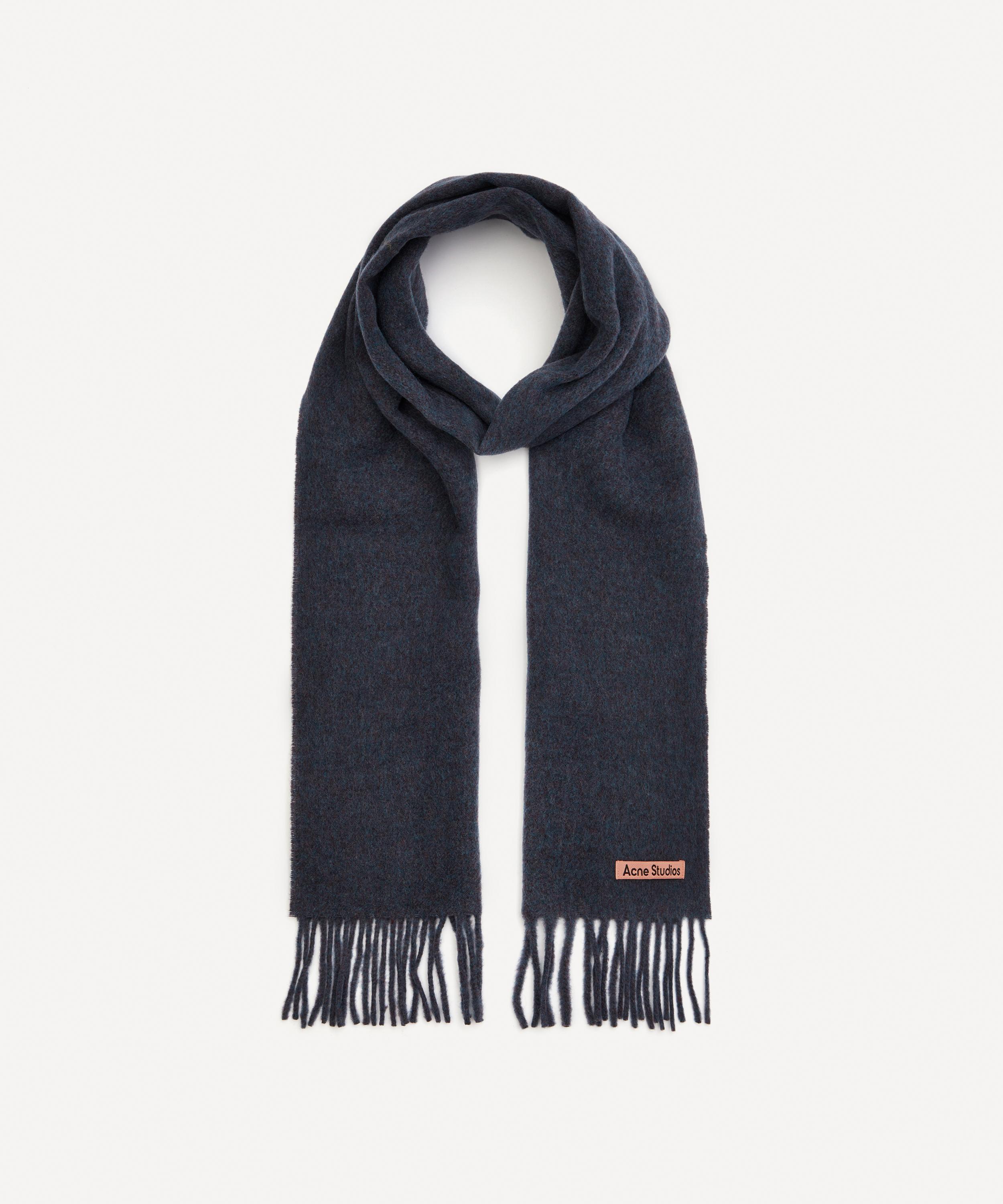 Shop Acne Studios Mens Skinny Fringe Wool Scarf