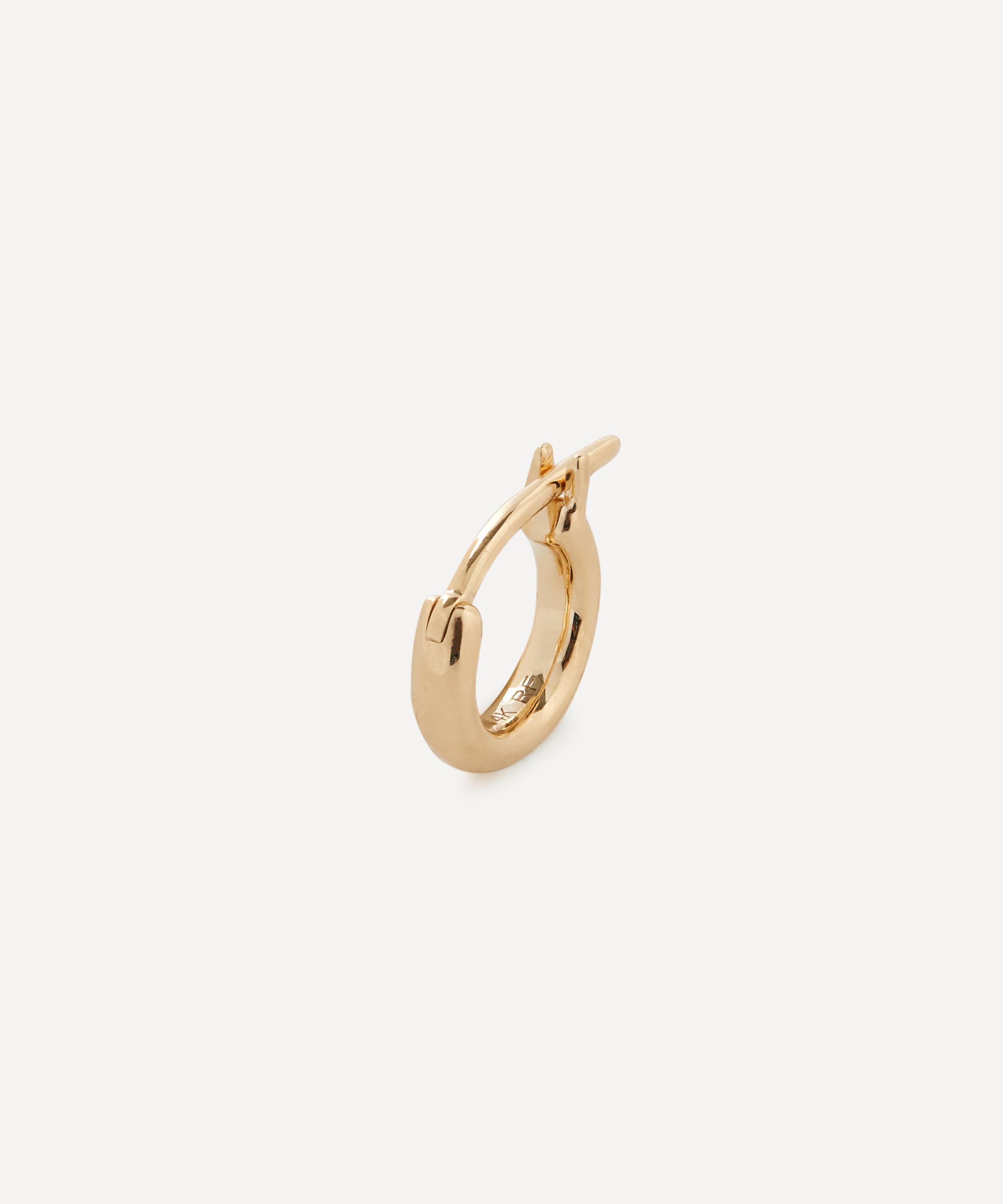 ROXANNE FIRST ROXANNE FIRST 14CT GOLD MINI CHUBBY DIAMOND SINGLE HUGGIE HOOP EARRING 