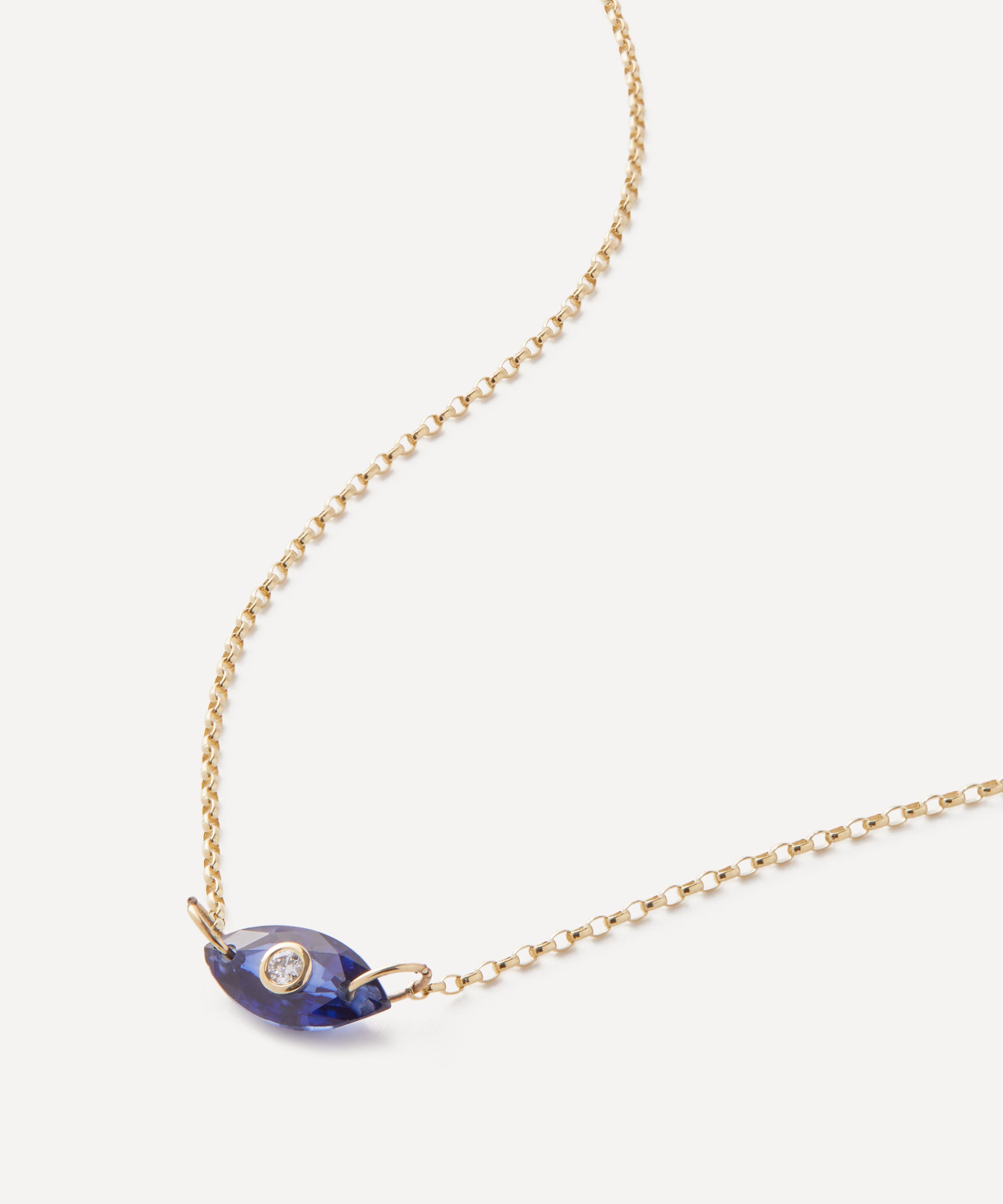 Shop Aurum + Grey 9ct Gold Sapphire And Diamond Evil Eye Pendant Necklace
