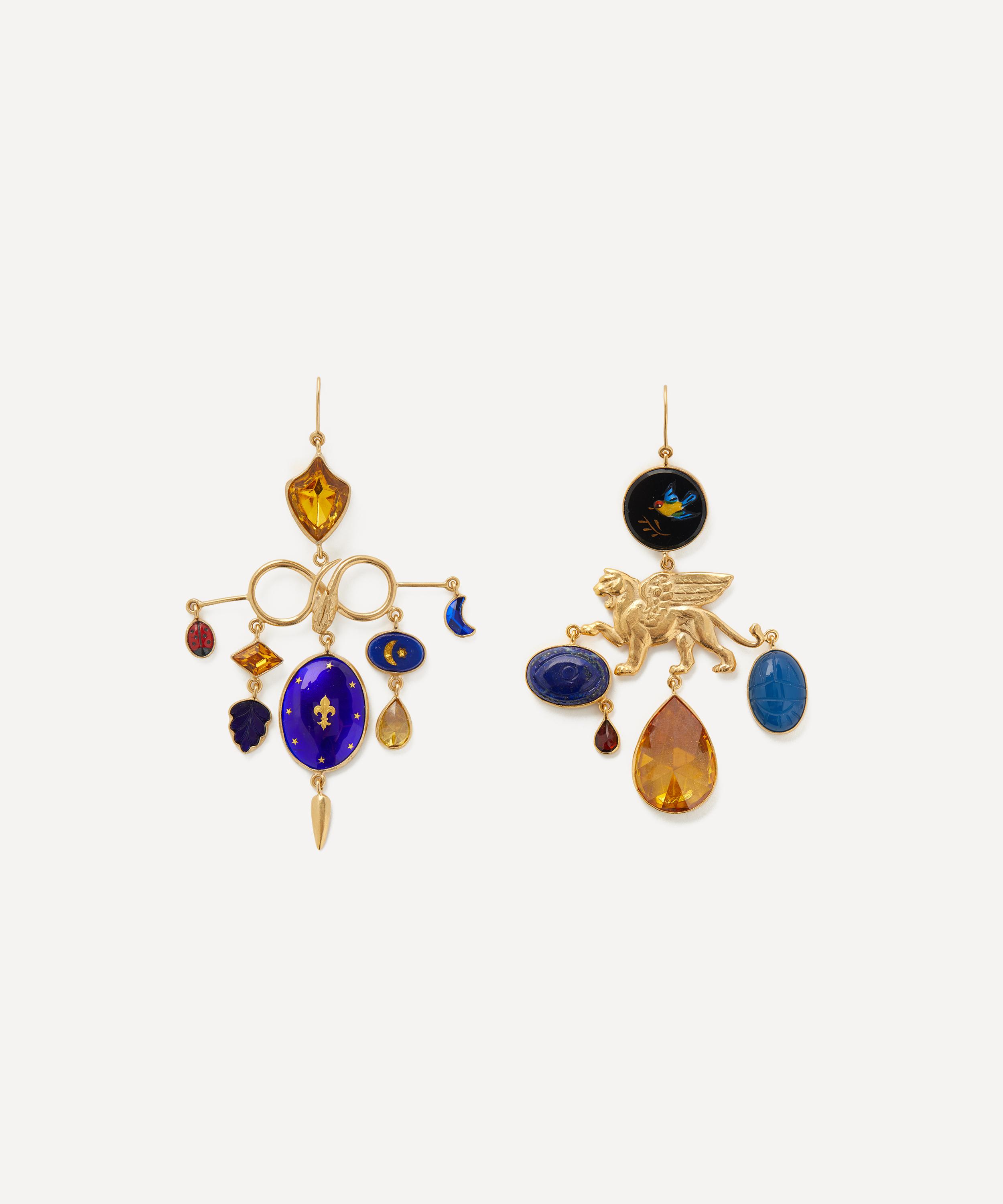 GRAINNE MORTON GRAINNE MORTON GOLD-PLATED SERPENT AND LION BALANCE DROP EARRINGS 
