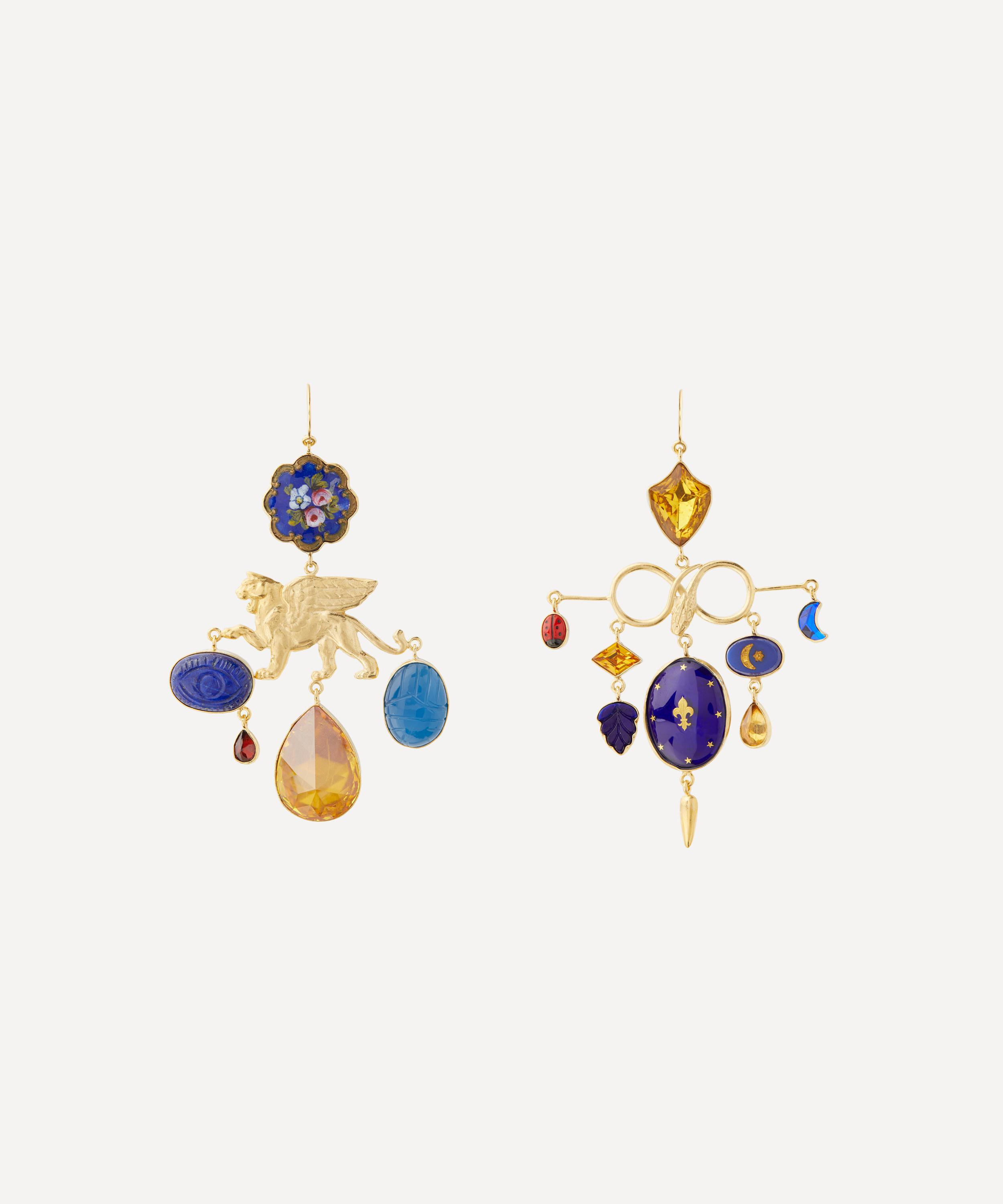 Grainne Morton Gold-plated Serpent And Lion Balance Drop Earrings In Gold