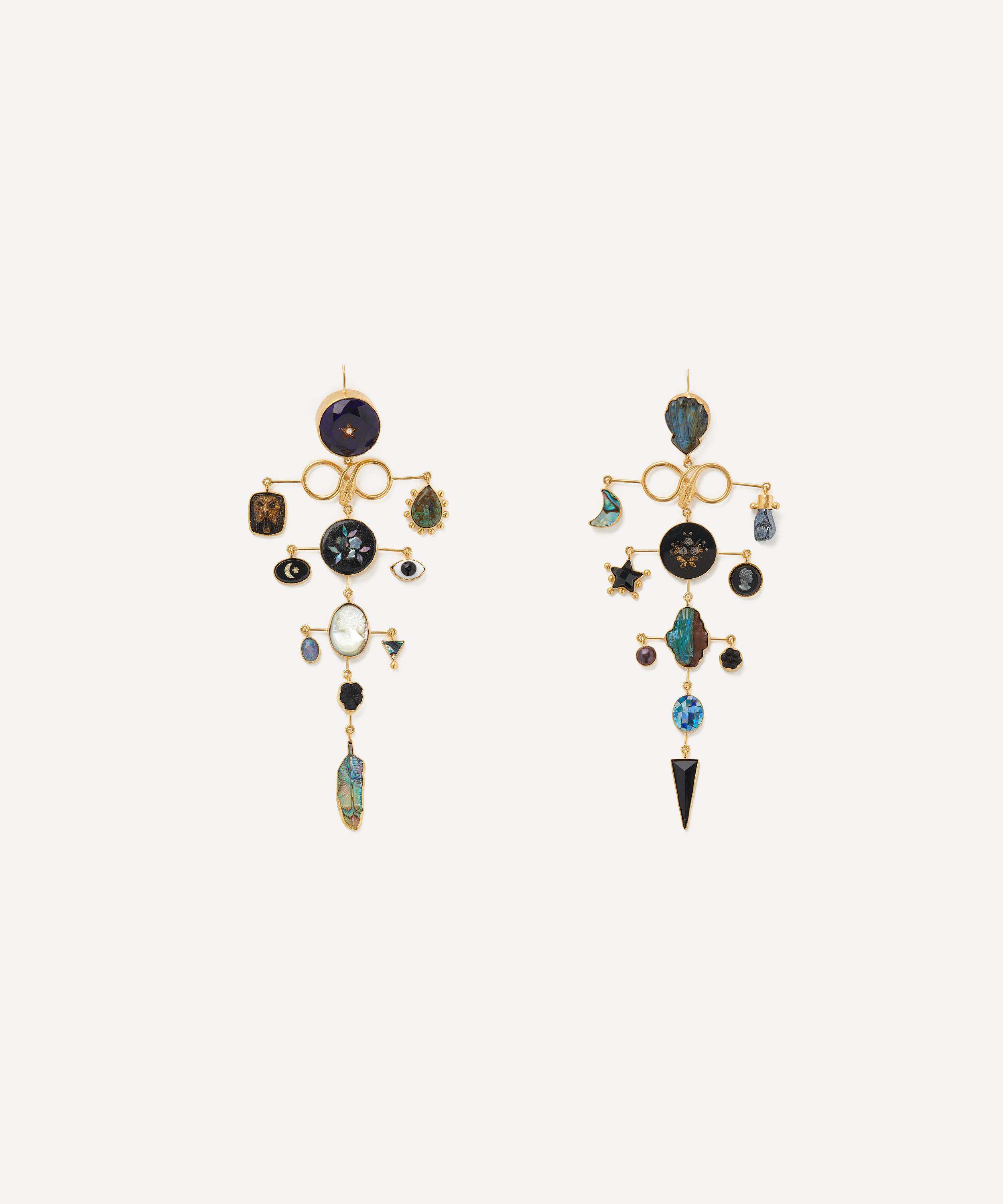 GRAINNE MORTON GRAINNE MORTON GOLD-PLATED SERPENT MULTILAYER BALANCE DROP EARRINGS 