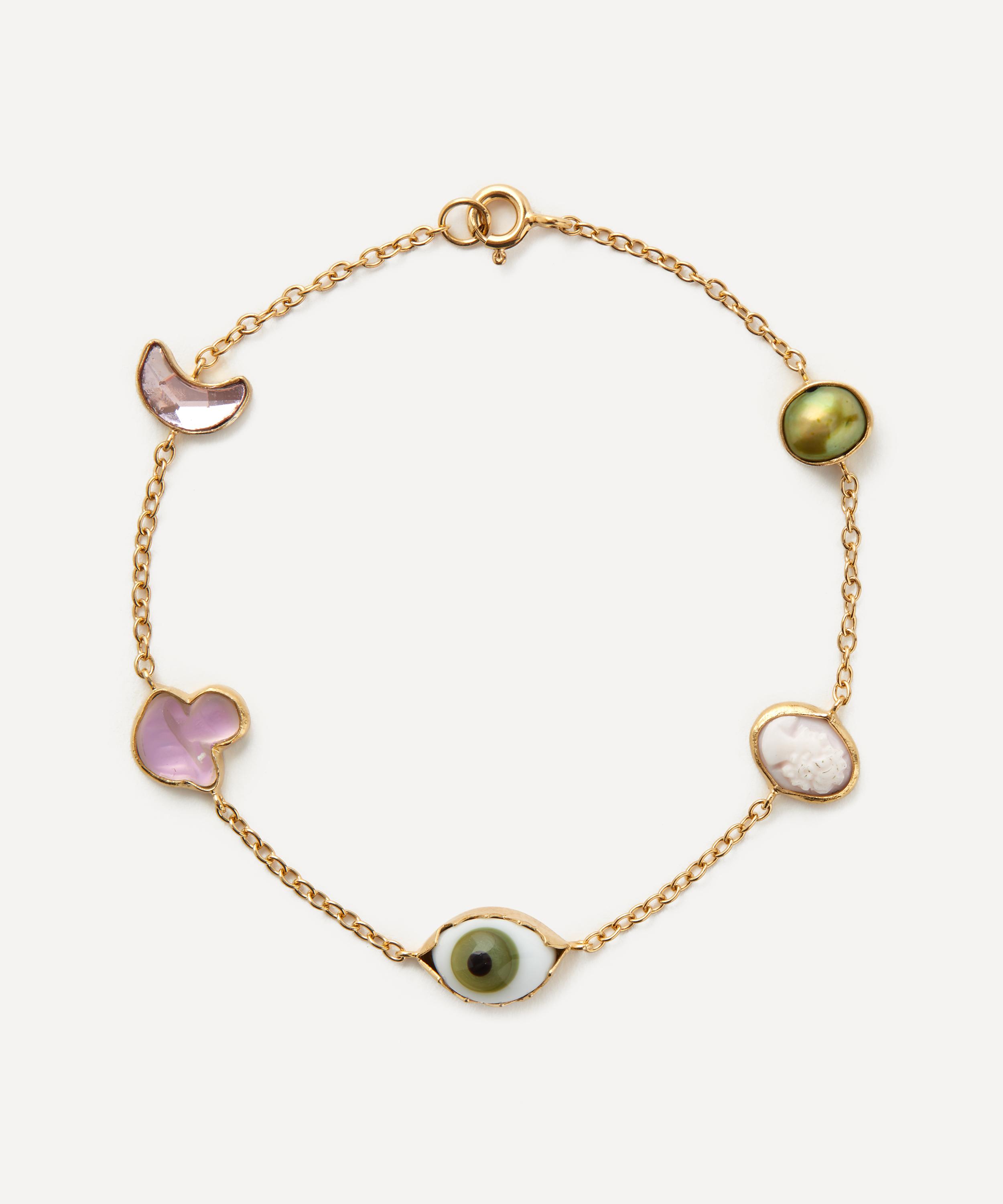 GRAINNE MORTON GRAINNE MORTON 18CT GOLD-PLATED FIVE MINI CHARM BRACELET 