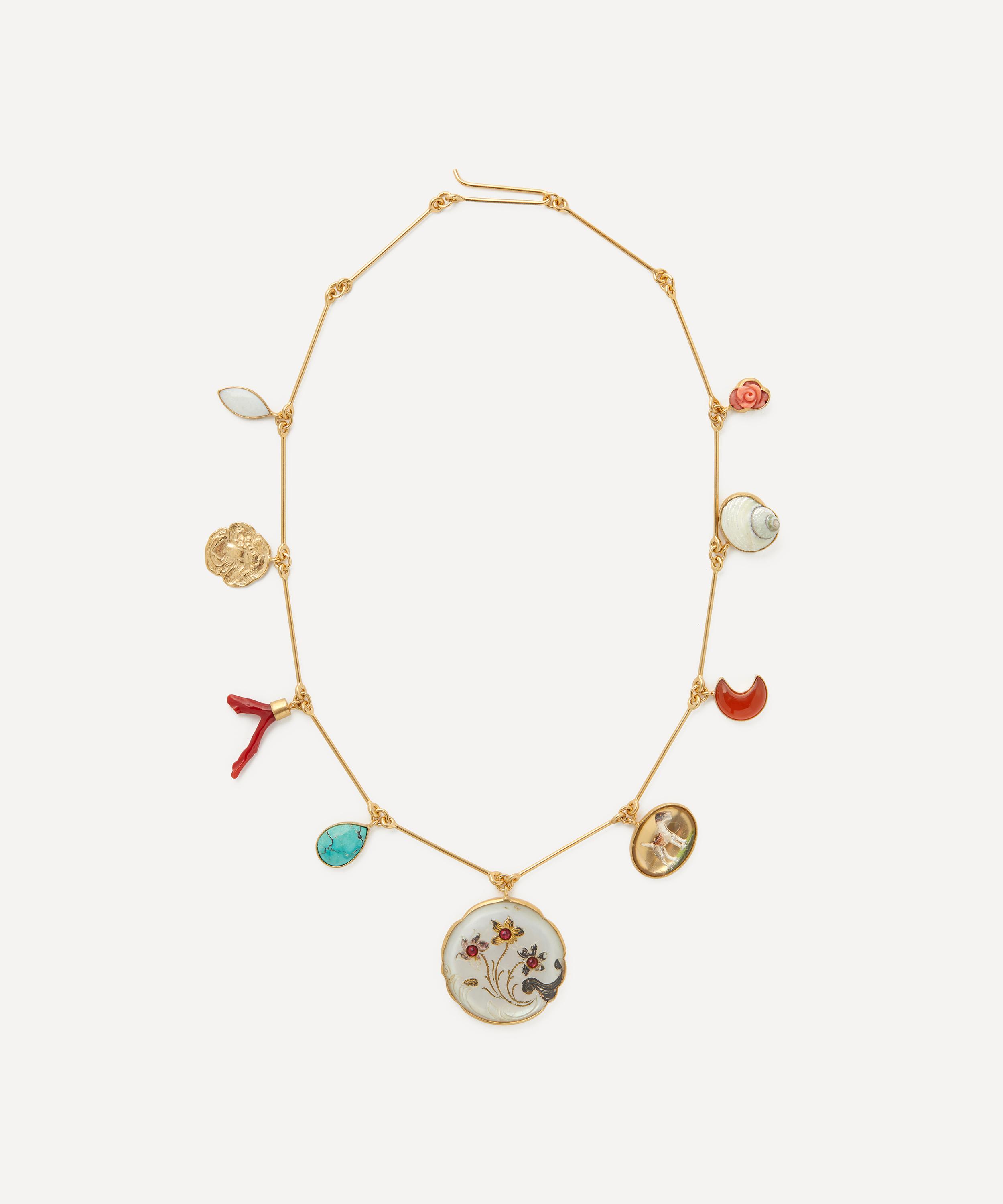 GRAINNE MORTON GRAINNE MORTON 18CT GOLD-PLATED NINE WIRE CHARM NECKLACE 