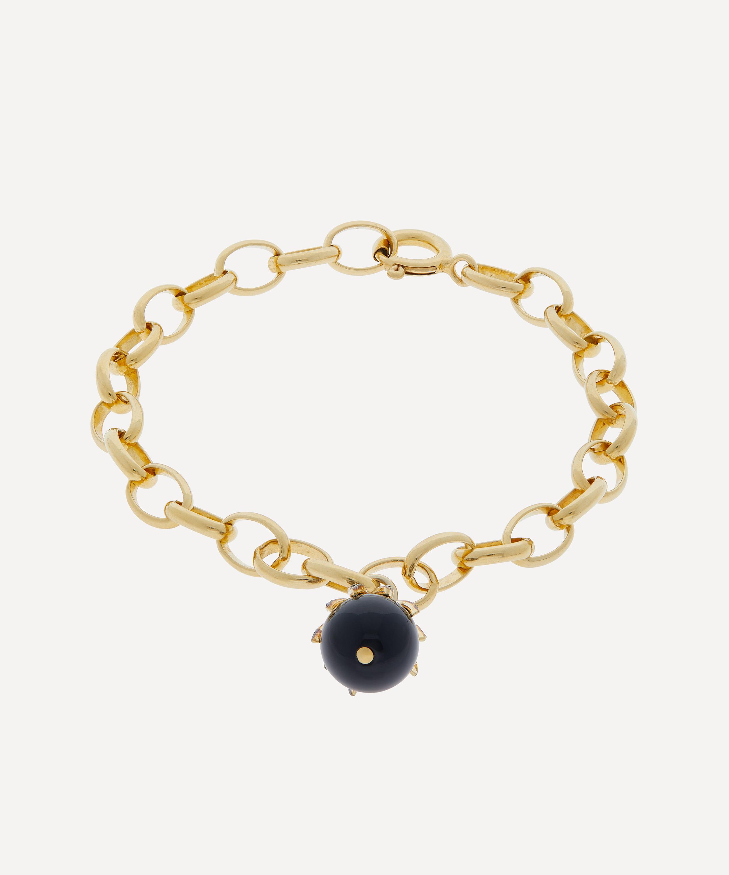 Shop Kirstie Le Marque Gold-plated Diamond Claw And Black Onyx Bracelet