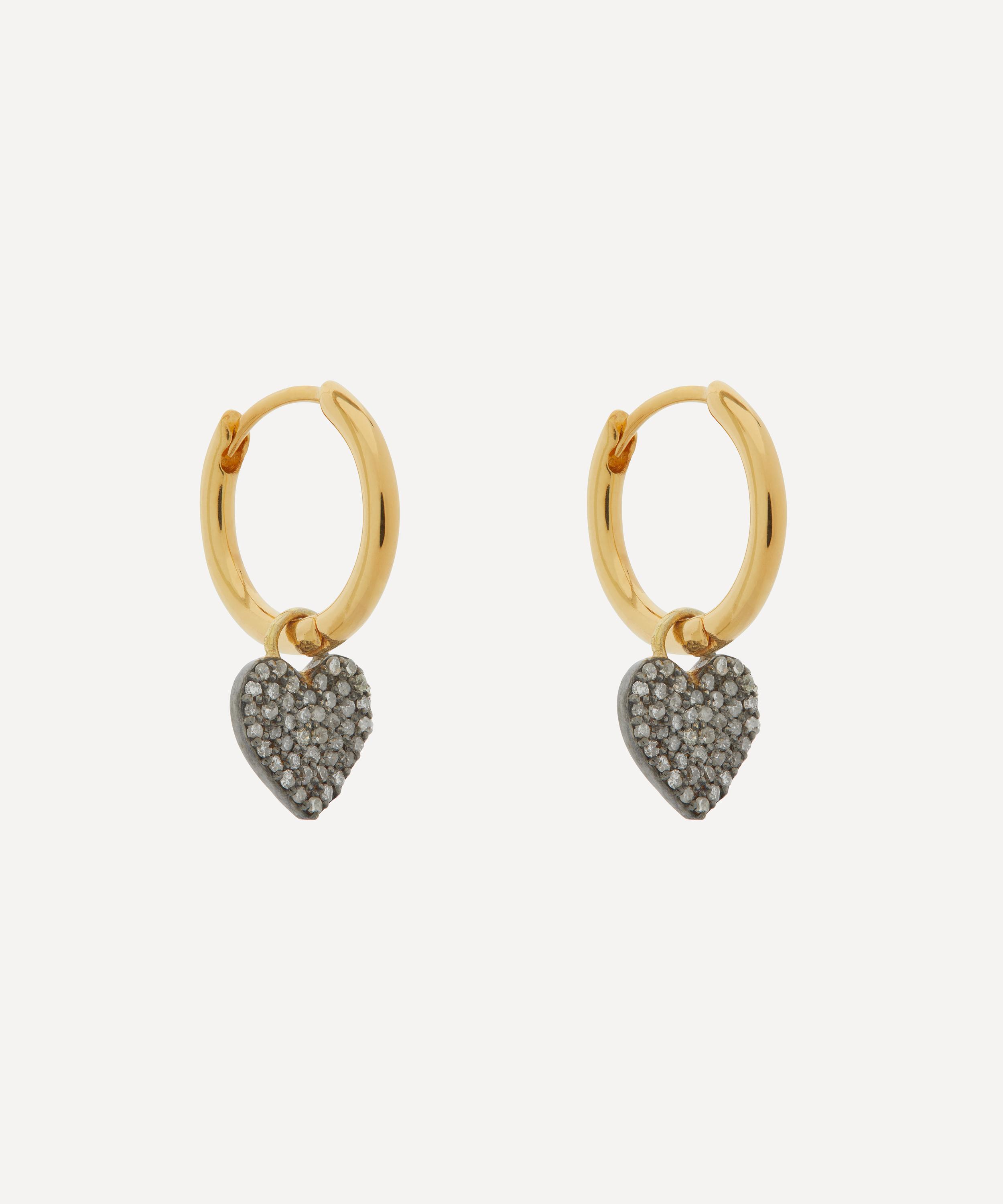 Shop Kirstie Le Marque Gold-plated Diamond Heart Hoop Earrings