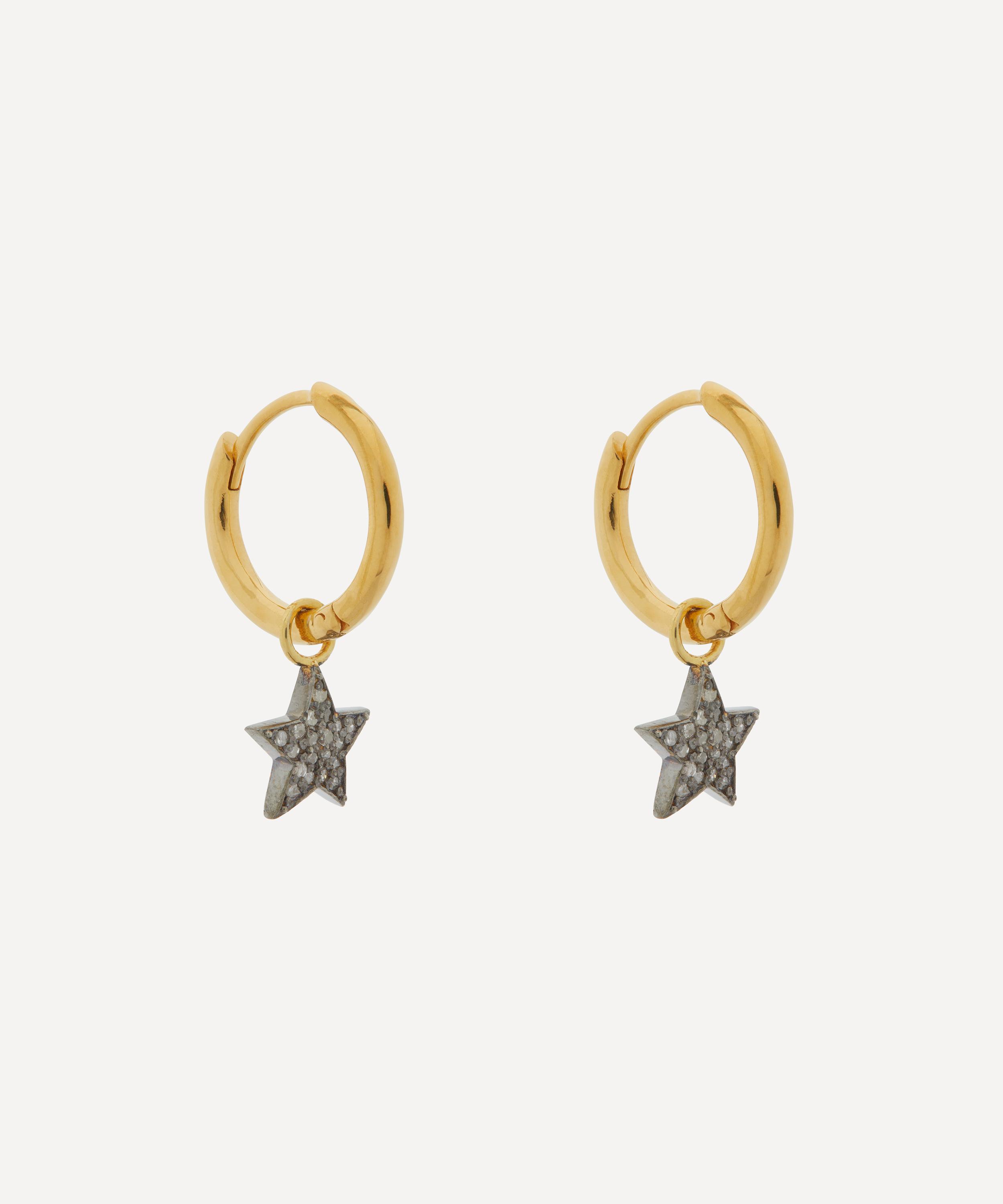 Shop Kirstie Le Marque Gold-plated Diamond Star Hoop Earrings