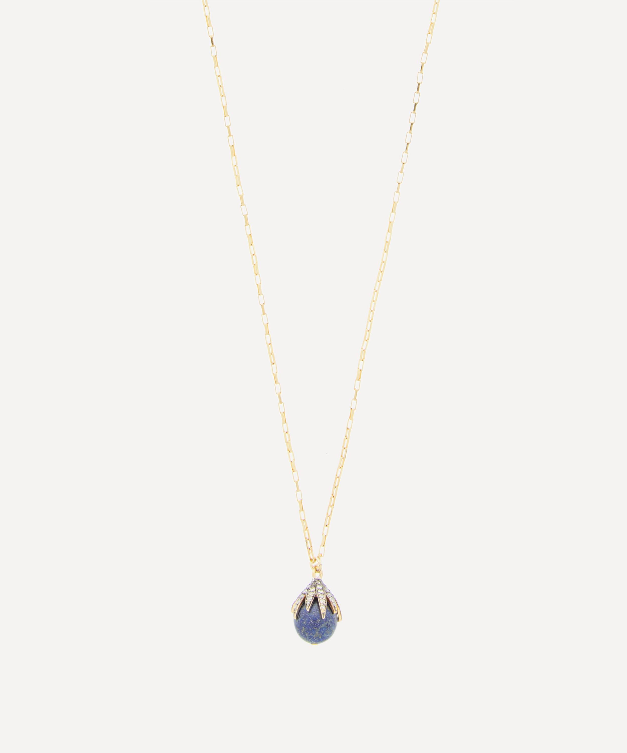KIRSTIE LE MARQUE KIRSTIE LE MARQUE GOLD-PLATED DIAMOND CLAW AND LAPIS LAZULI PENDANT NECKLACE 