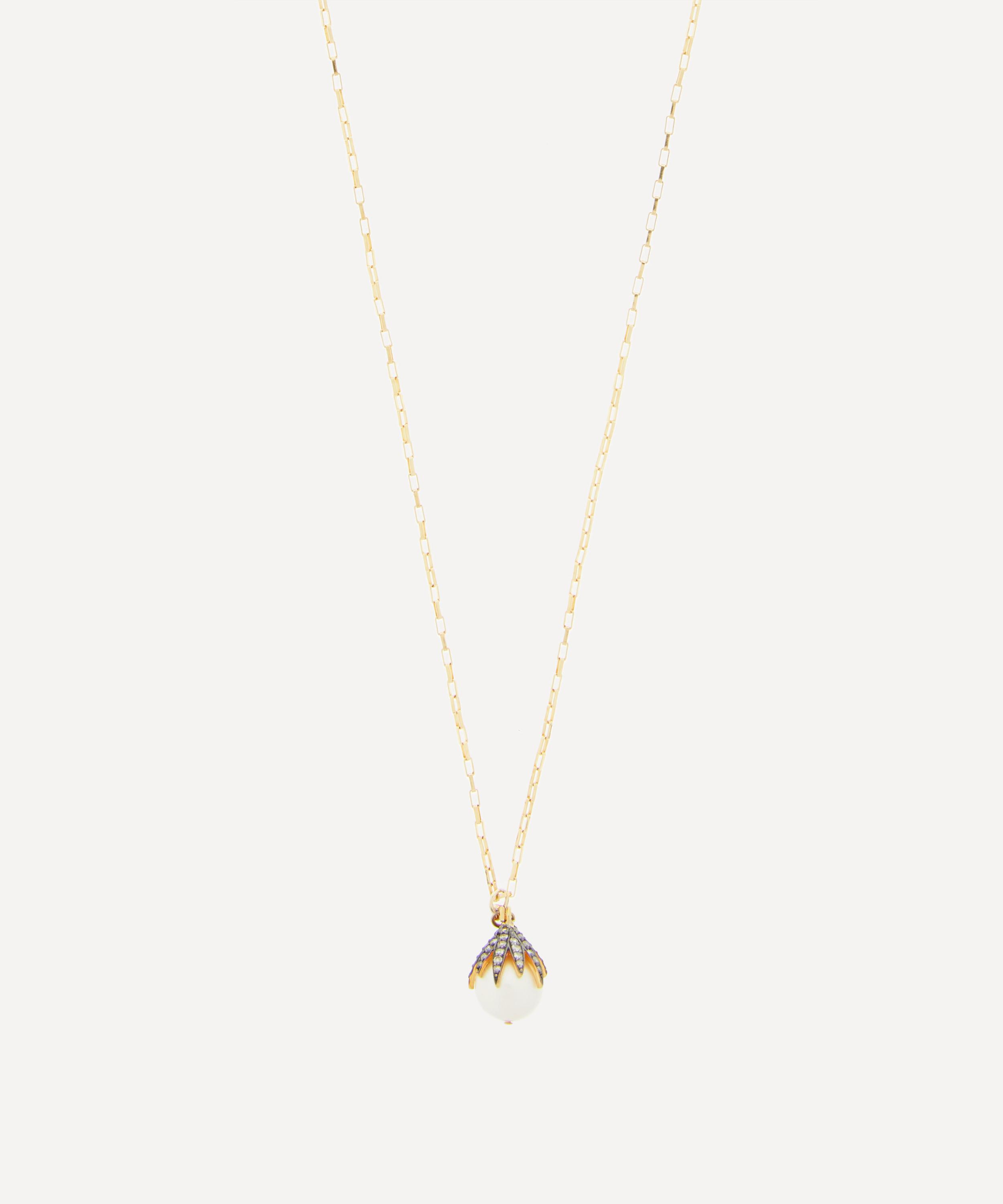 KIRSTIE LE MARQUE KIRSTIE LE MARQUE GOLD-PLATED DIAMOND CLAW AND PEARL PENDANT NECKLACE 