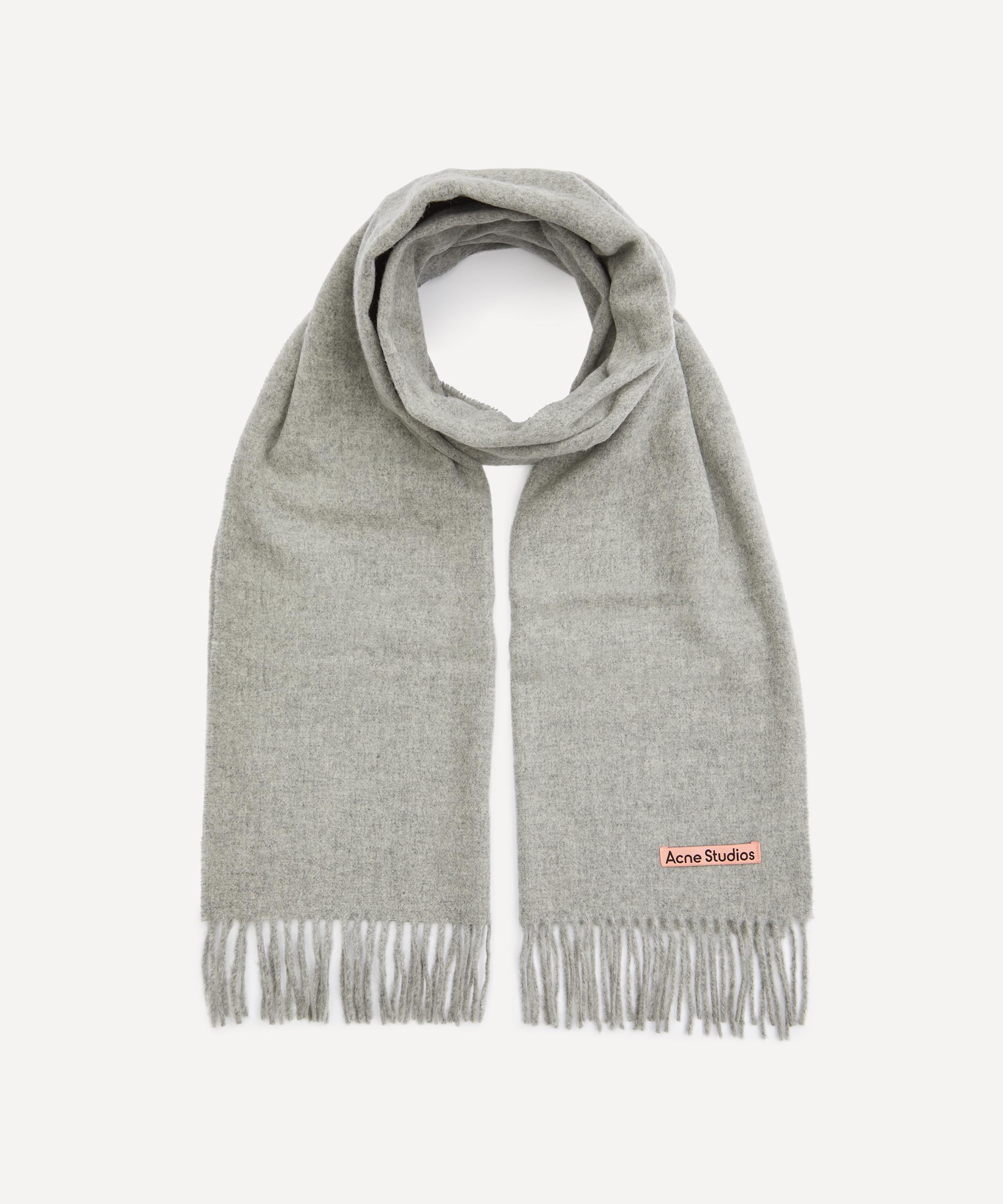 Acne Studios Women's Narrow Fringe Wool Scarf Light Grey