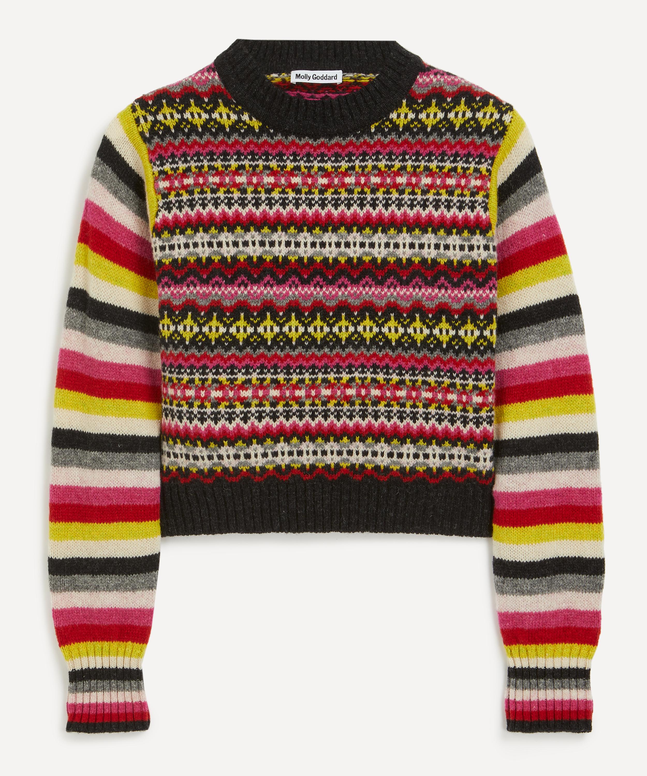 MOLLY GODDARD MOLLY GODDARD WOMEN'S CHARLIE CROPPED CHARCOAL FAIR ISLE JUMPER 