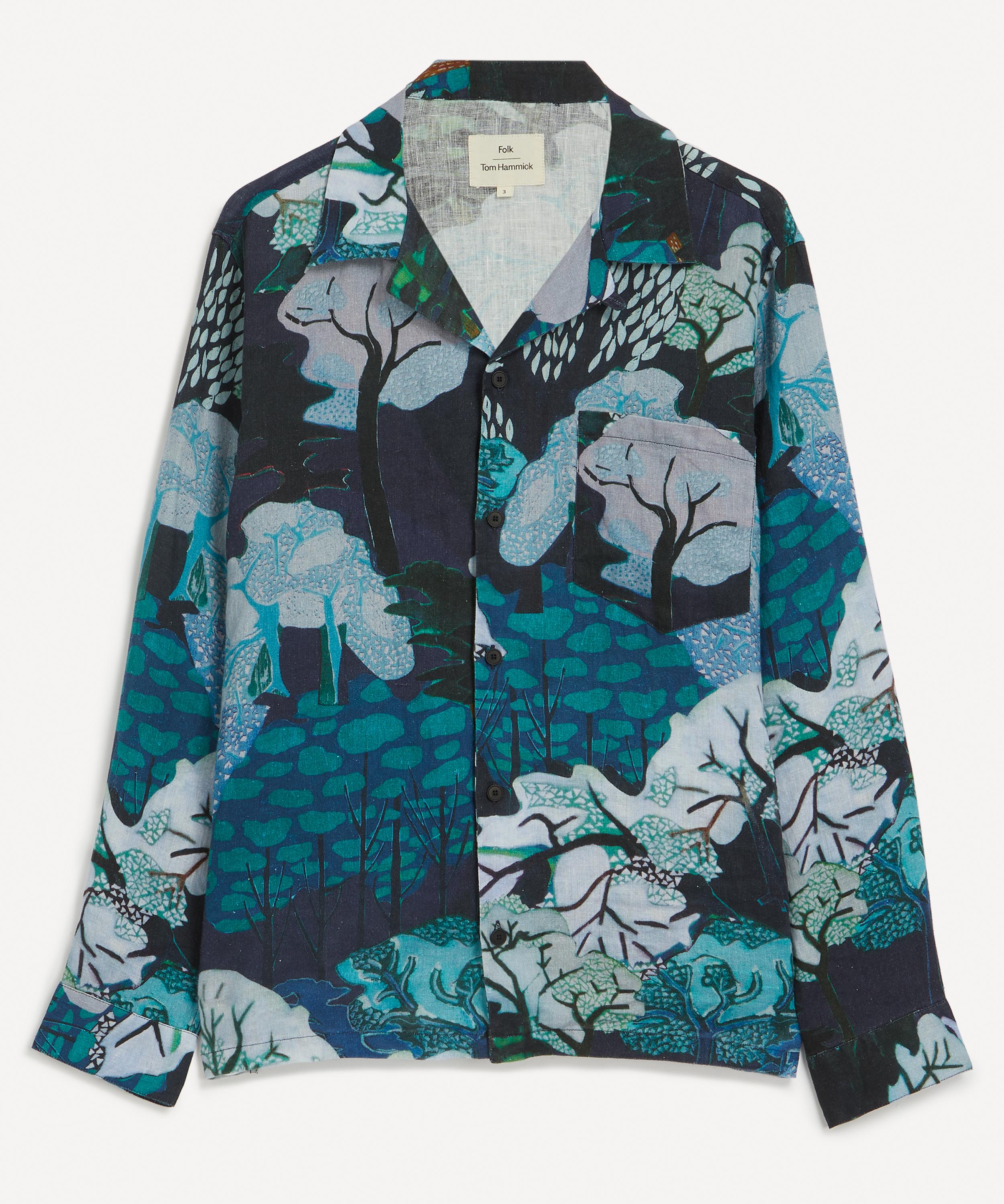 Folk Mens Ls Soft Collar Forest Print Shirt