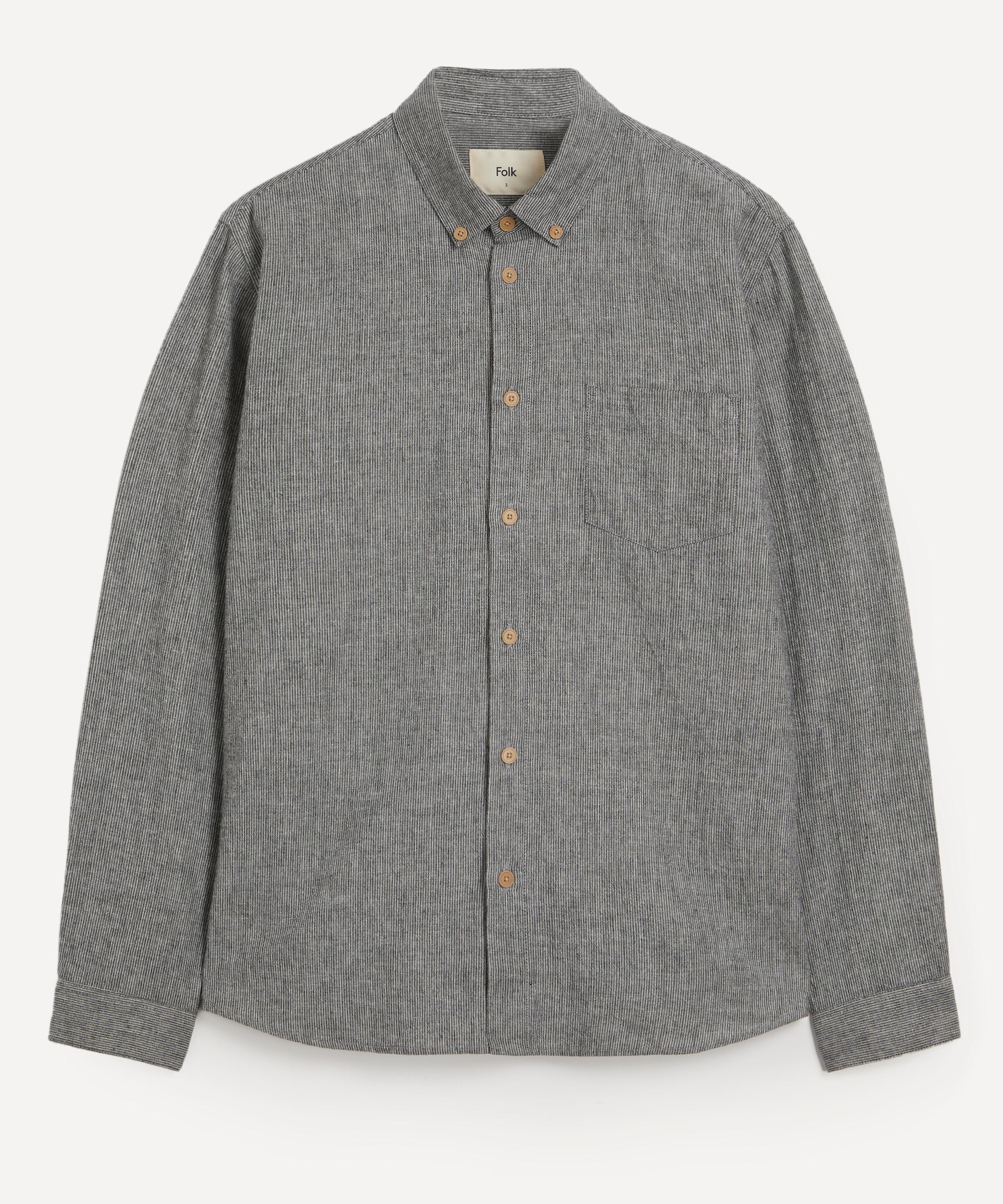 Folk Mens Black Microstripe Relaxed Fit Shirt