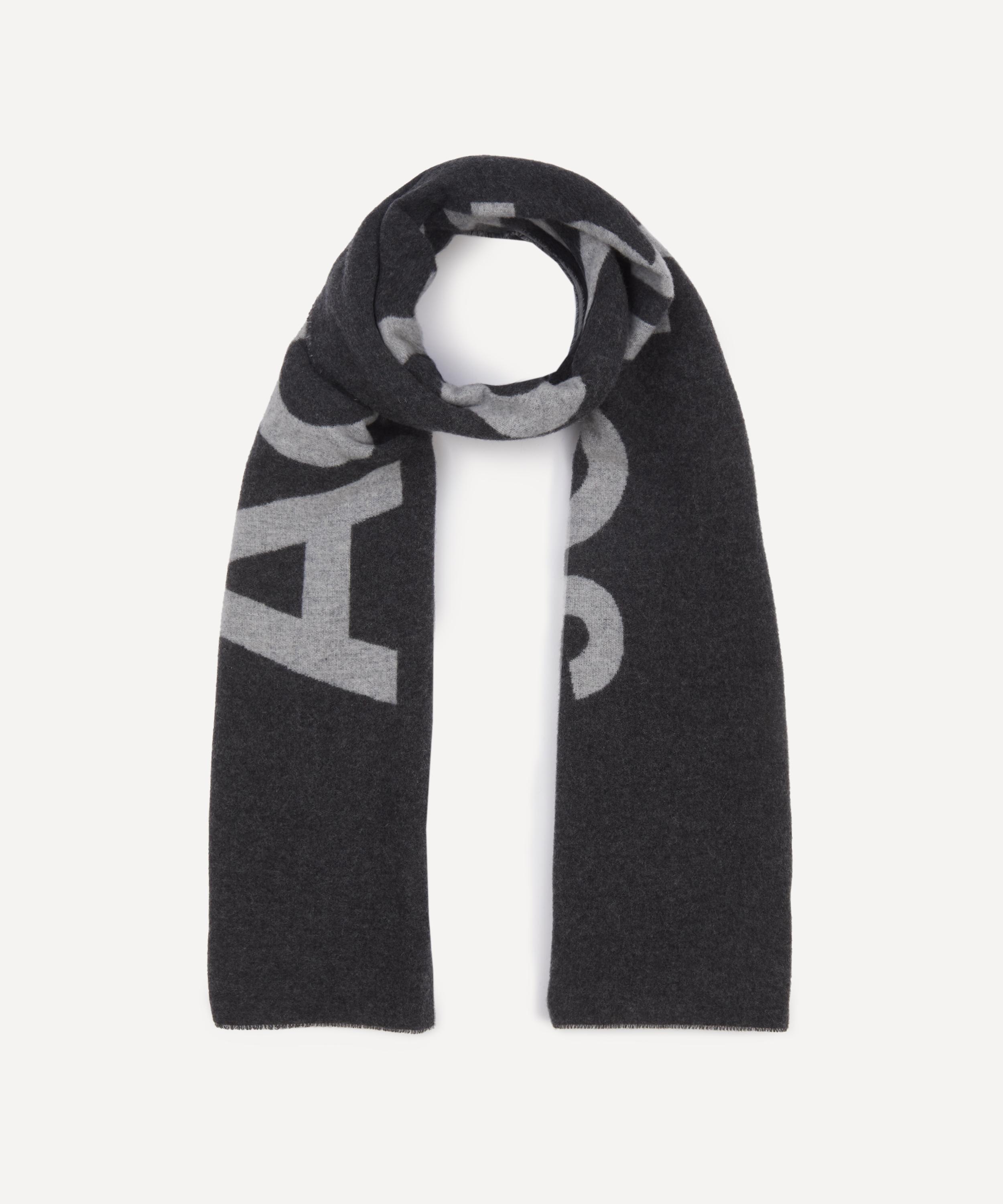 Acne Studios Mens Logo Jacquard Scarf Light grey