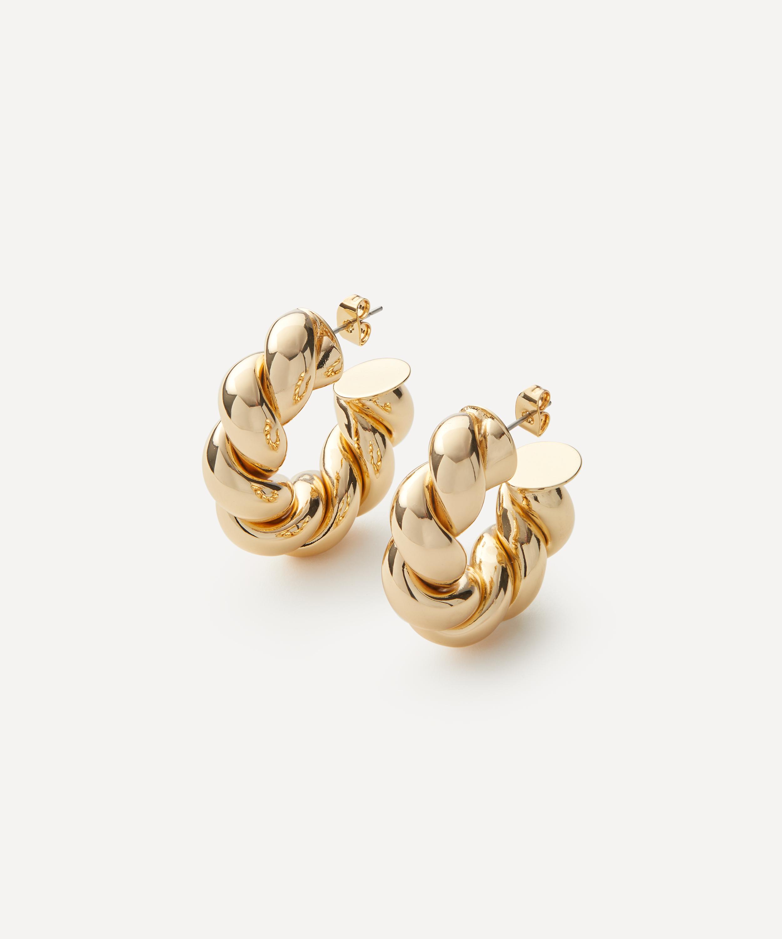 Martha Calvo 14ct Gold-Plated Mini Rope Hoop Earrings Luxury