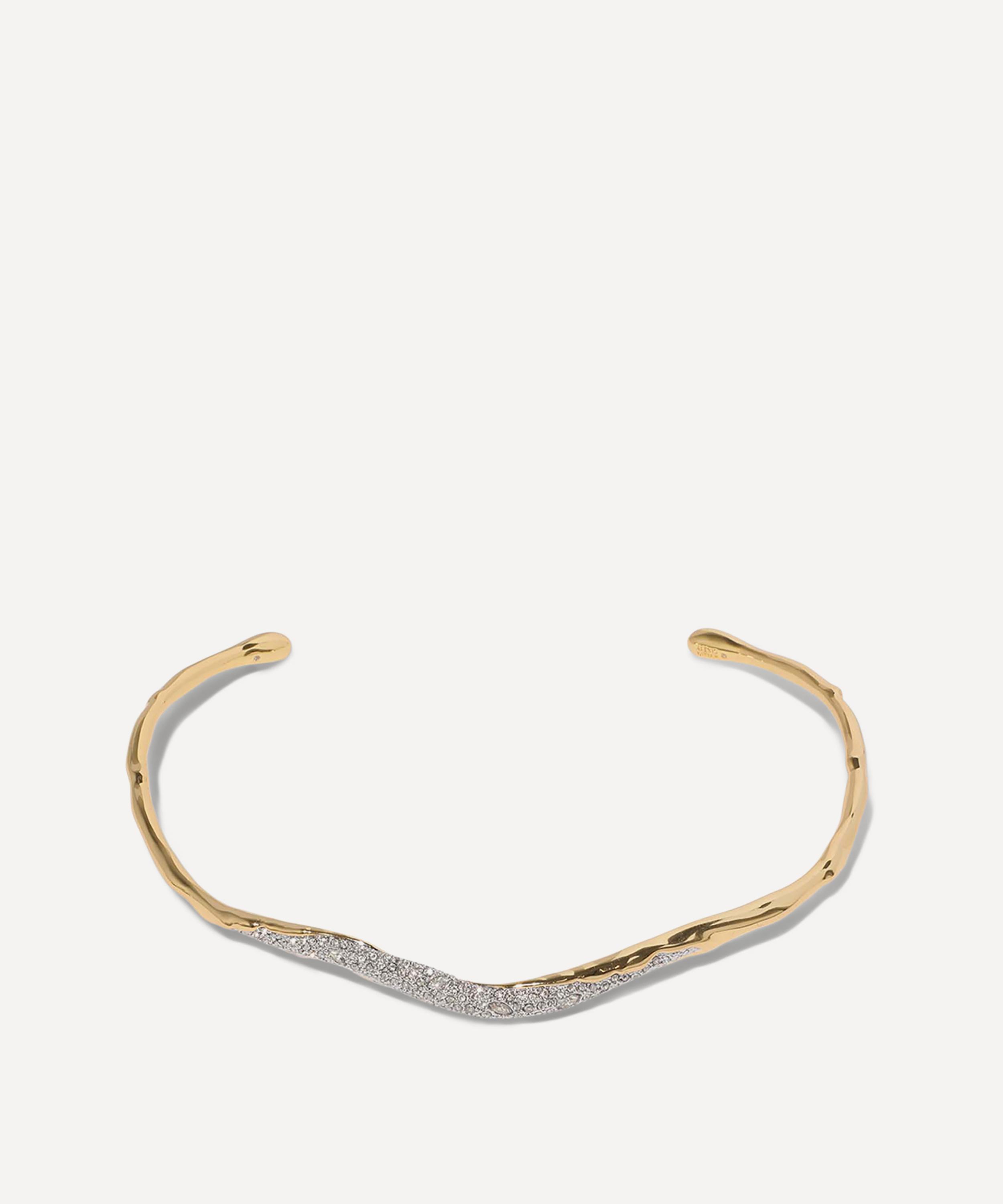 ALEXIS BITTAR ALEXIS BITTAR 14CT GOLD-PLATED SOLANALES CRYSTAL SKINNY COLLAR NECKLACE 