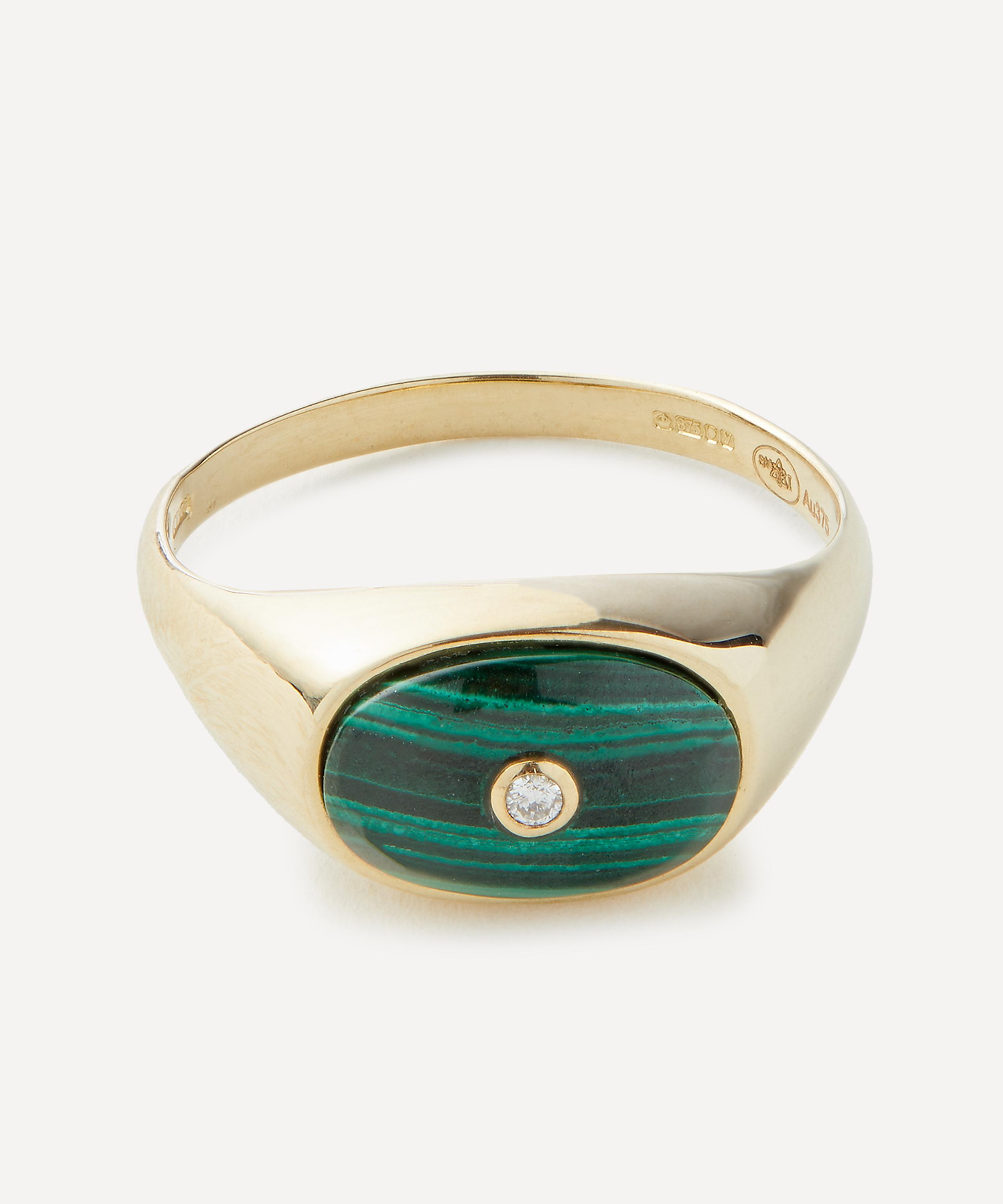 Shop Pascale Monvoisin Mens 9ct Gold Orso Malachite Signet Ring
