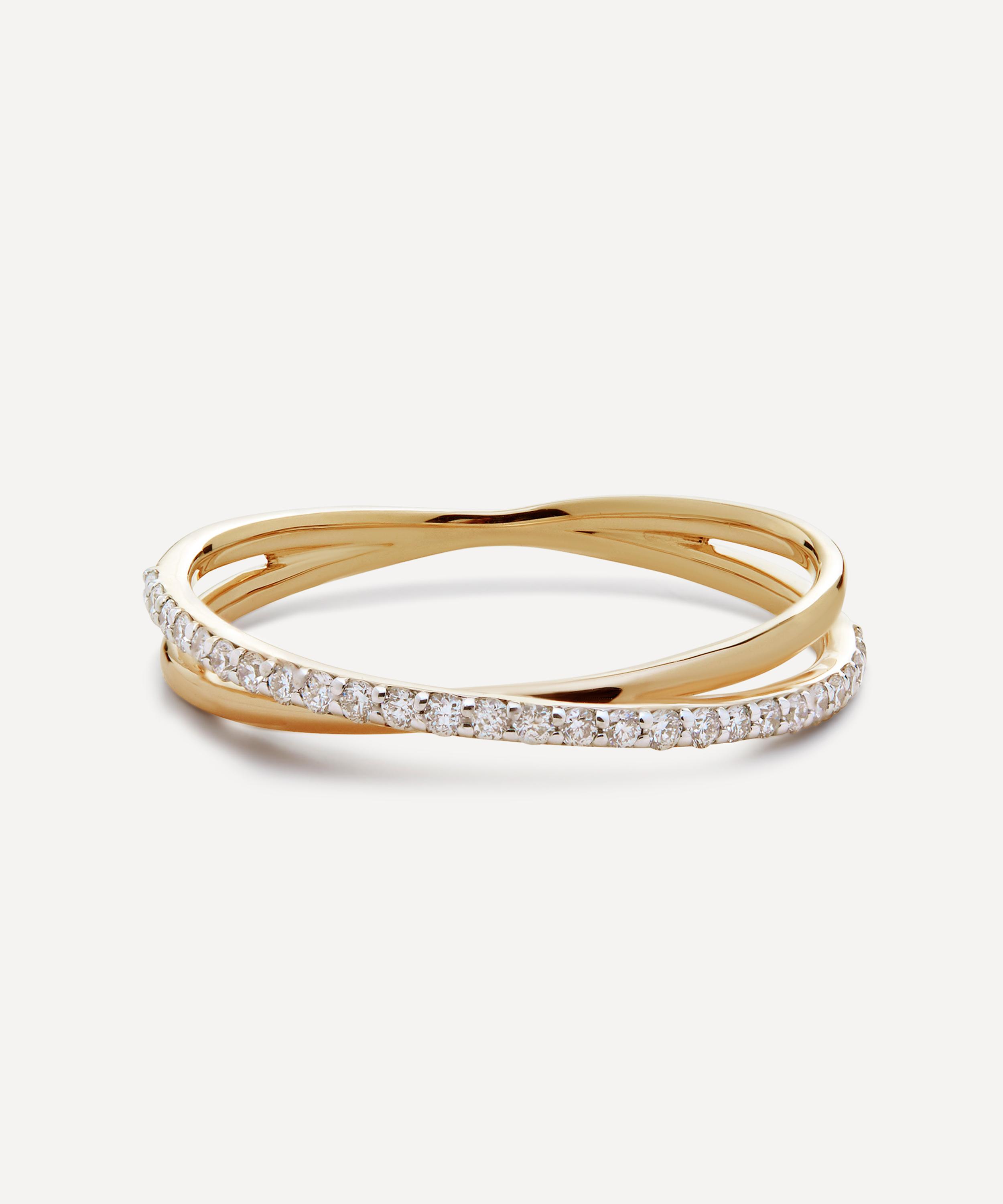 Monica Vinader 14ct Gold Riva Crossover Diamond Ring