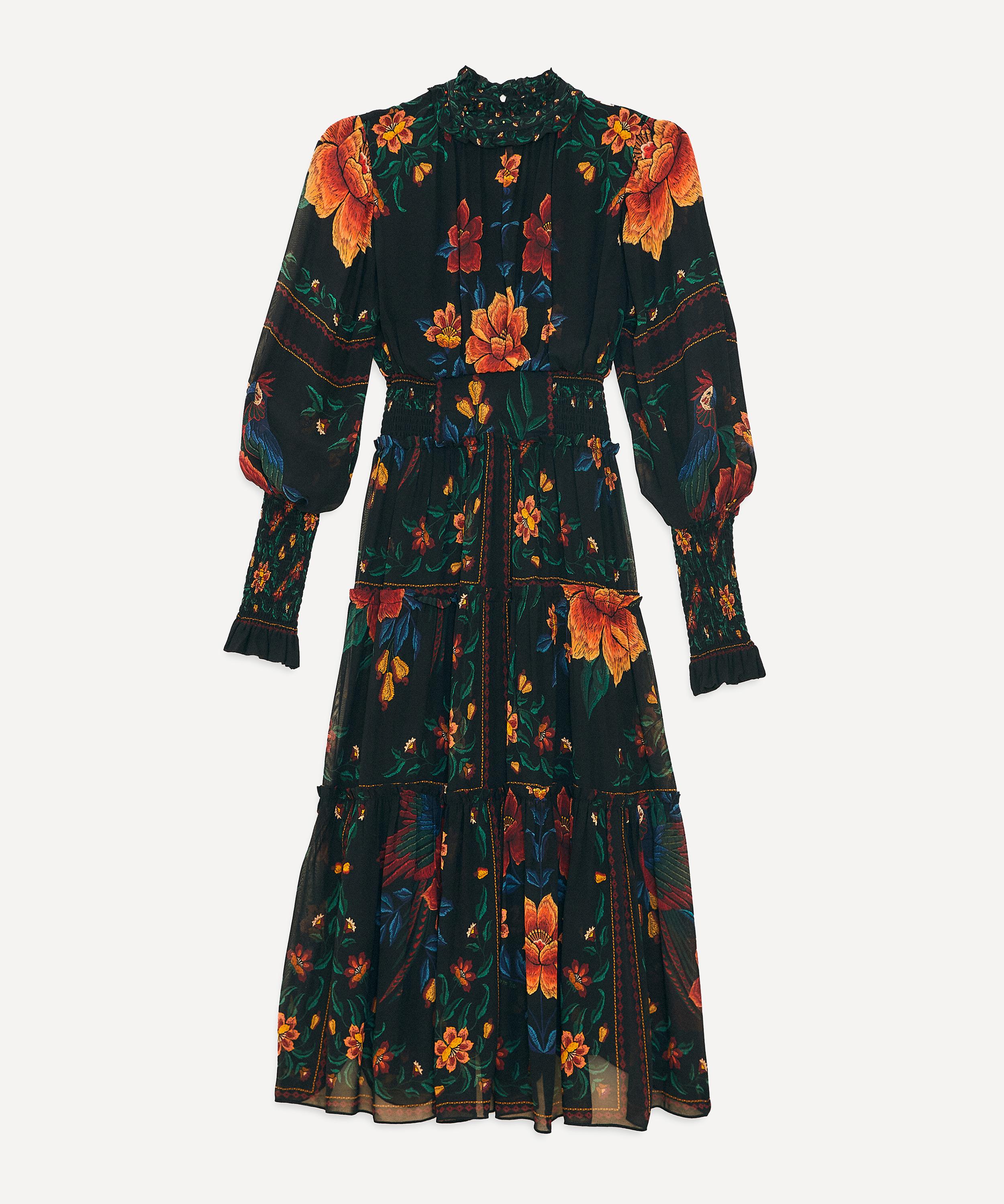FARM RIO FARM RIO WOMEN'S BLACK MACAWS GARDEN HIGH-NECK MAXI-DRESS 