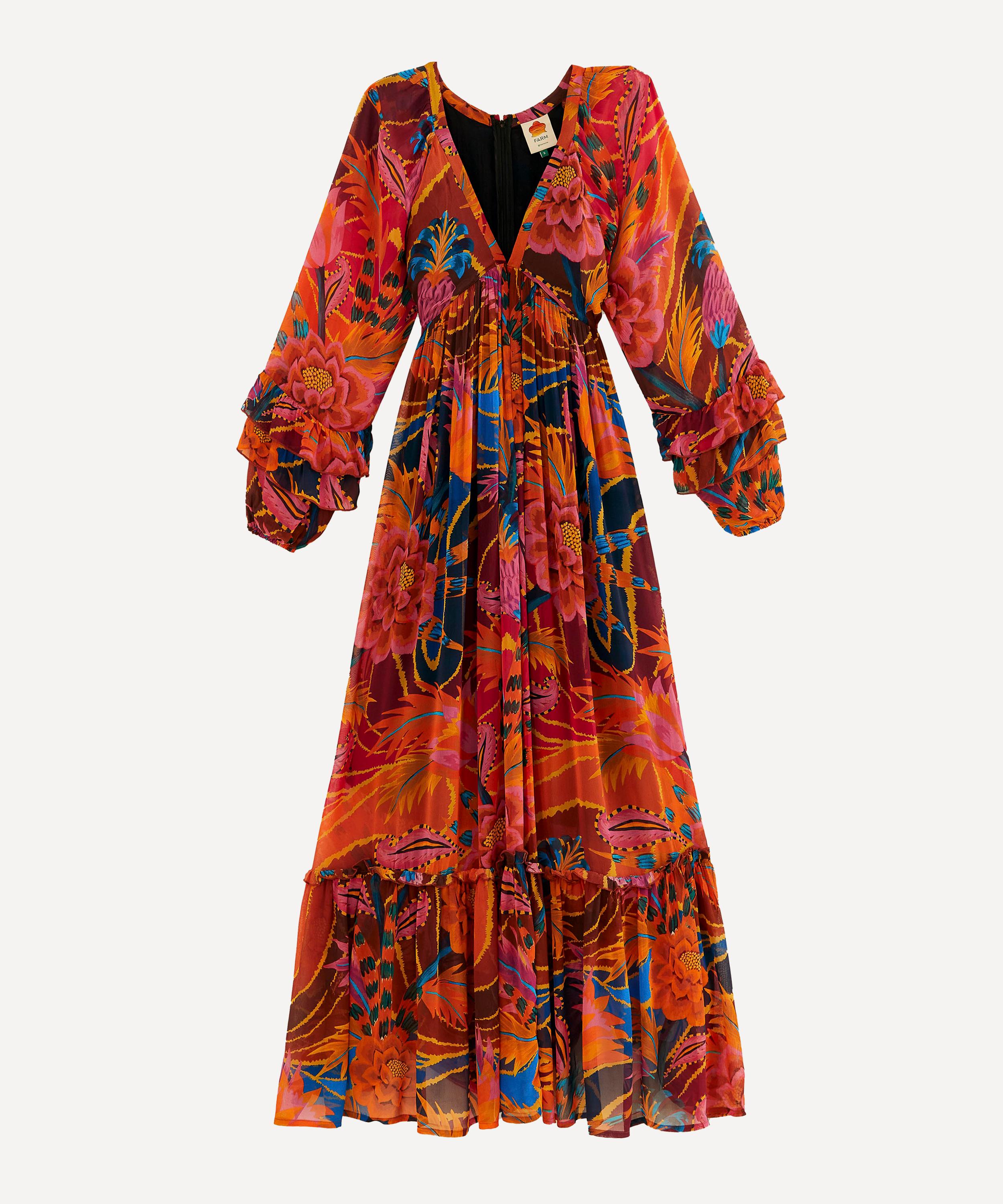 Farm Rio Women's Vintage Wave Long Sleeve Maxi-dress