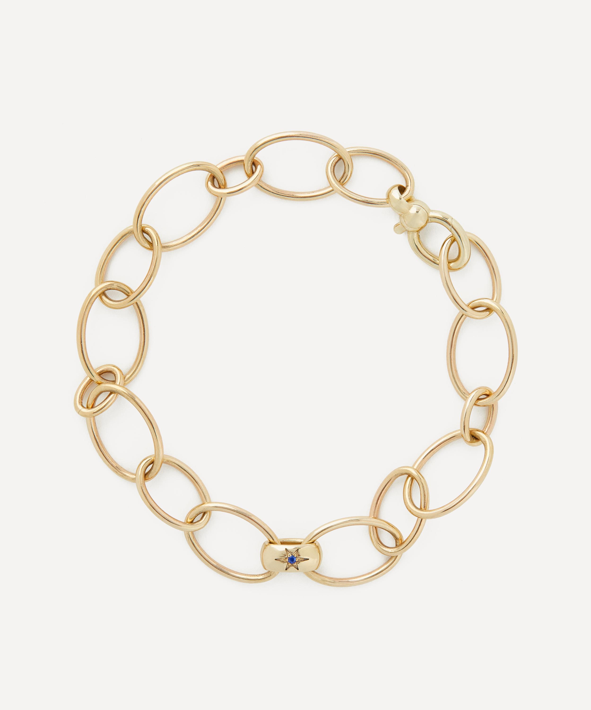 Liberty 9ct Gold Ianthe Star One Link Blue Sapphire Bracelet