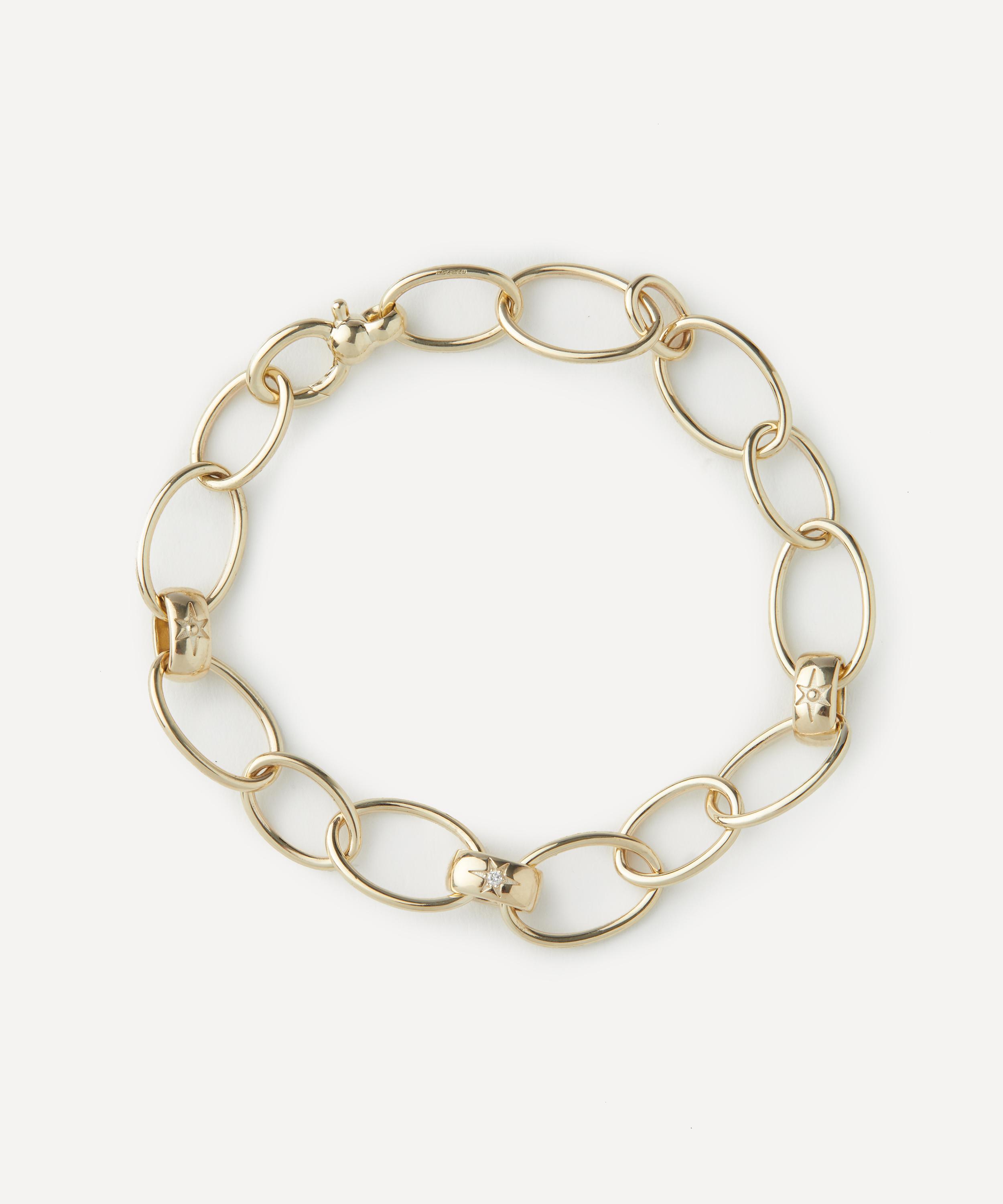 Liberty 9ct Gold Ianthe Star Three Link Diamond Bracelet