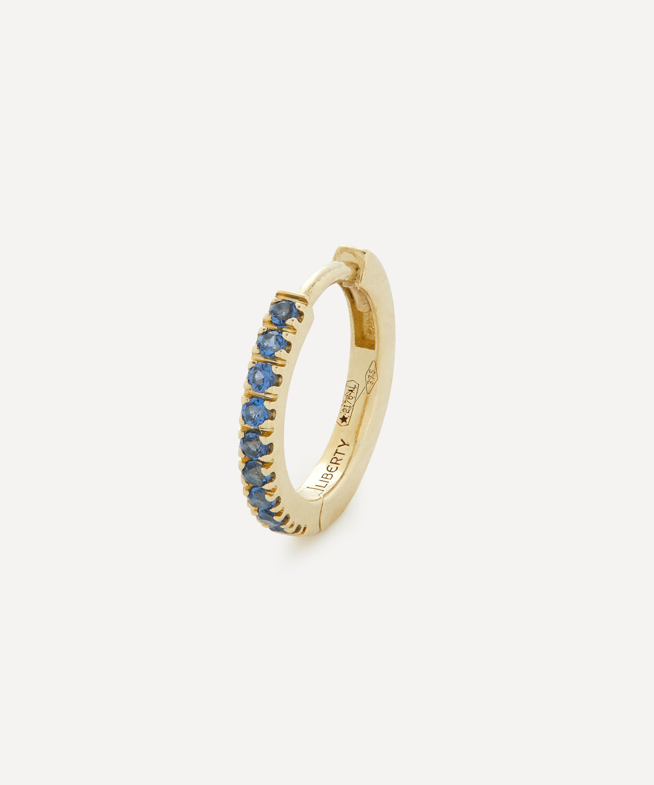 Liberty 9ct Gold Blue Sapphire Rainbow Mini Creole Single Hoop Earring