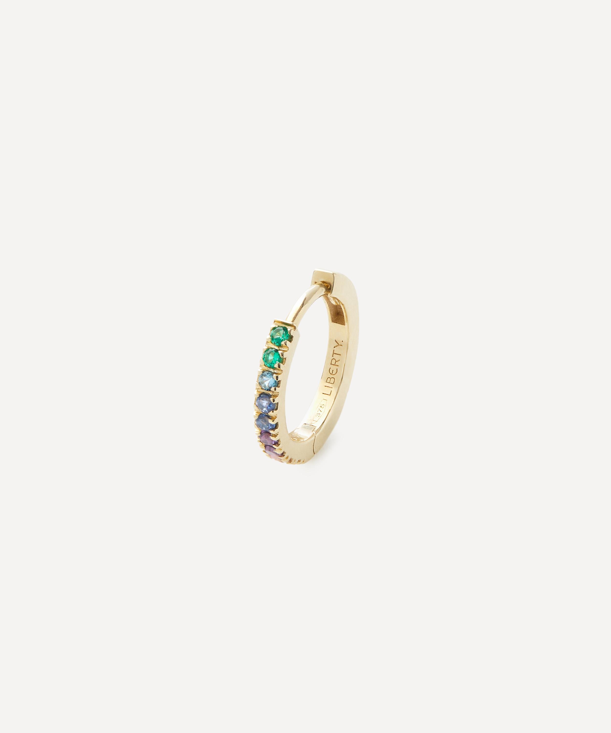 Liberty 9ct Gold Rainbow Mini Creole Multi Colour Huggie Hoop