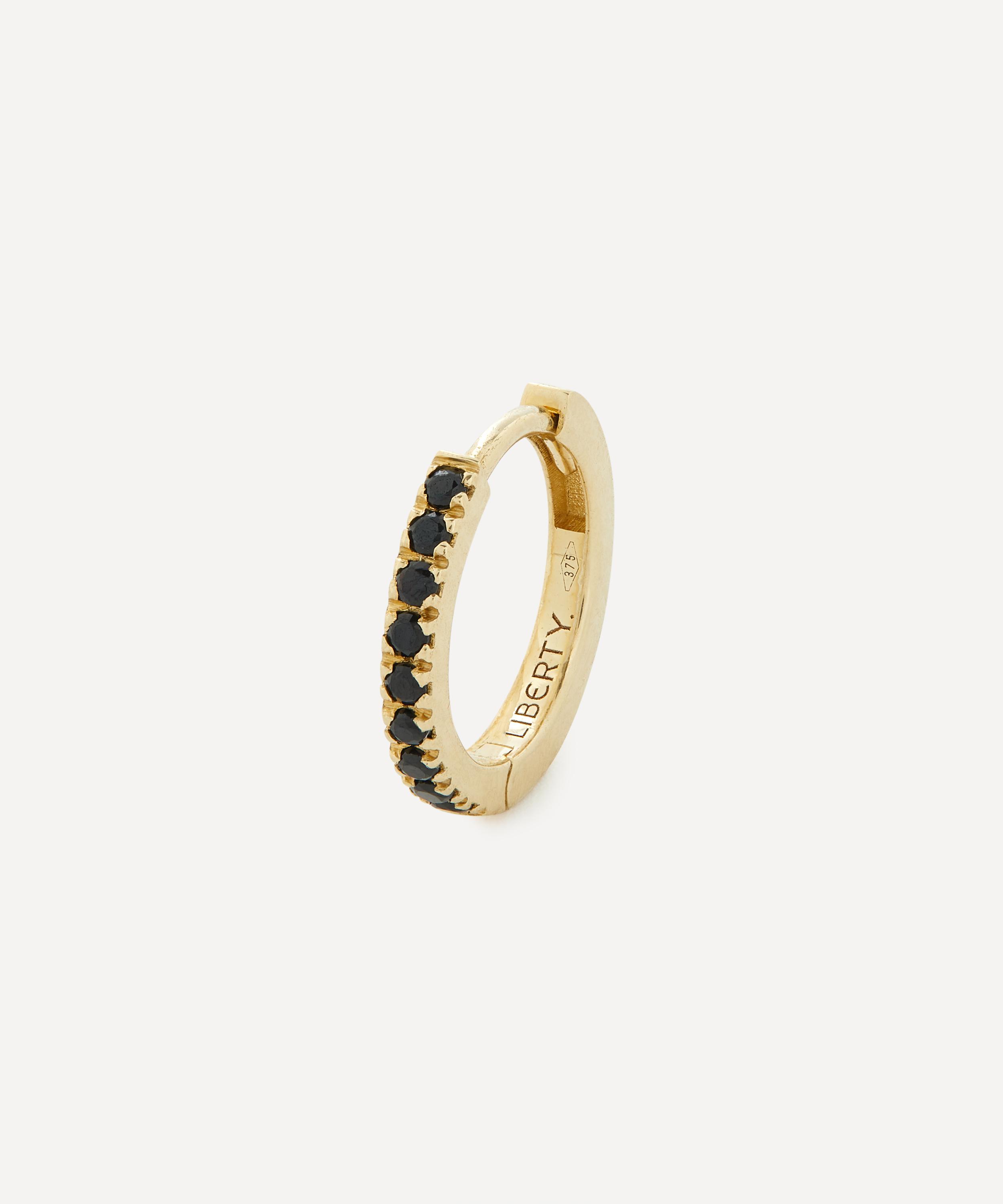 Liberty 9ct Gold Black Spinel Rainbow Mini Creole Single Hoop Earring